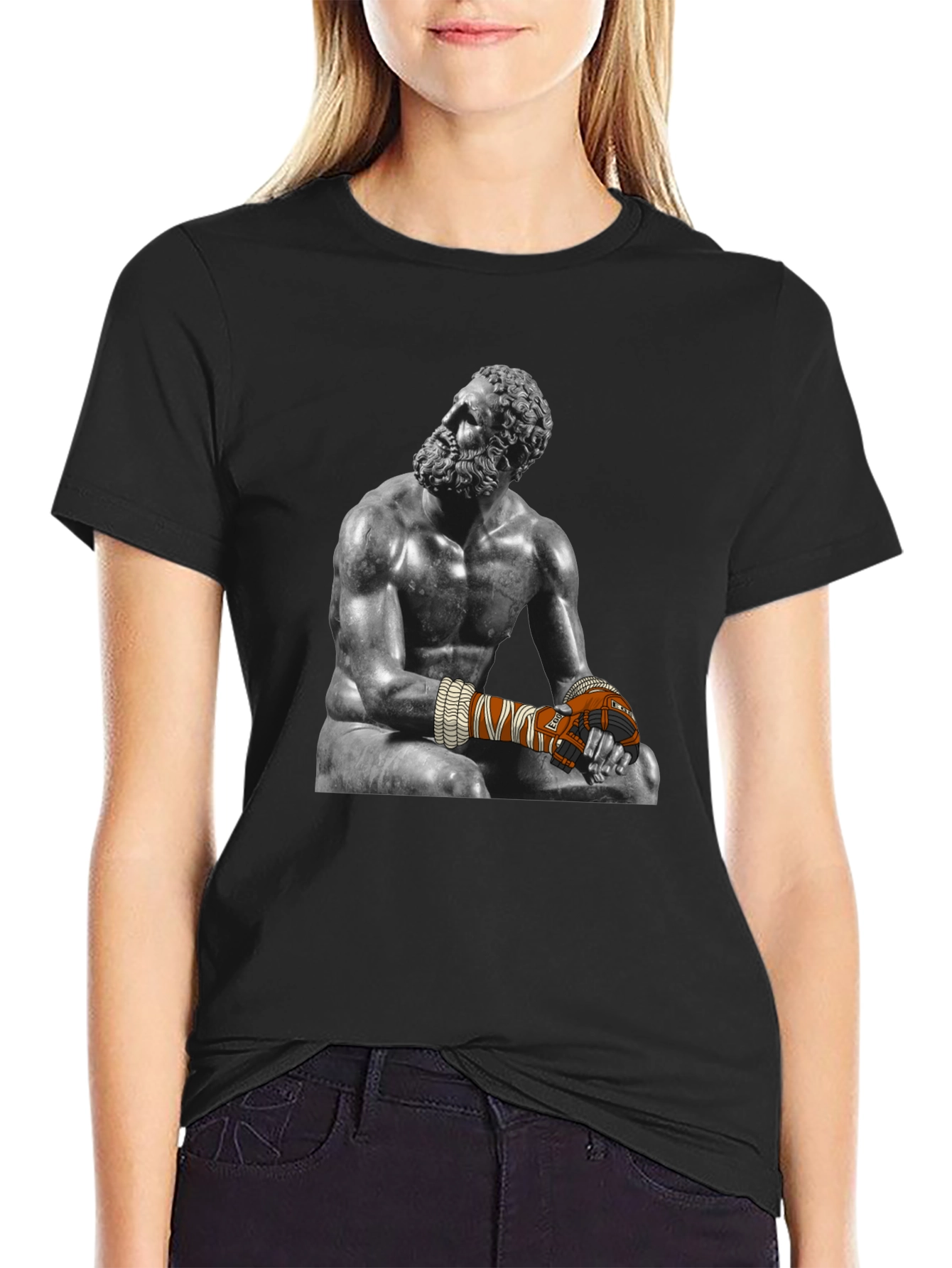 The Boxer Sculpture Graphic Tee - Black Cotton Blend