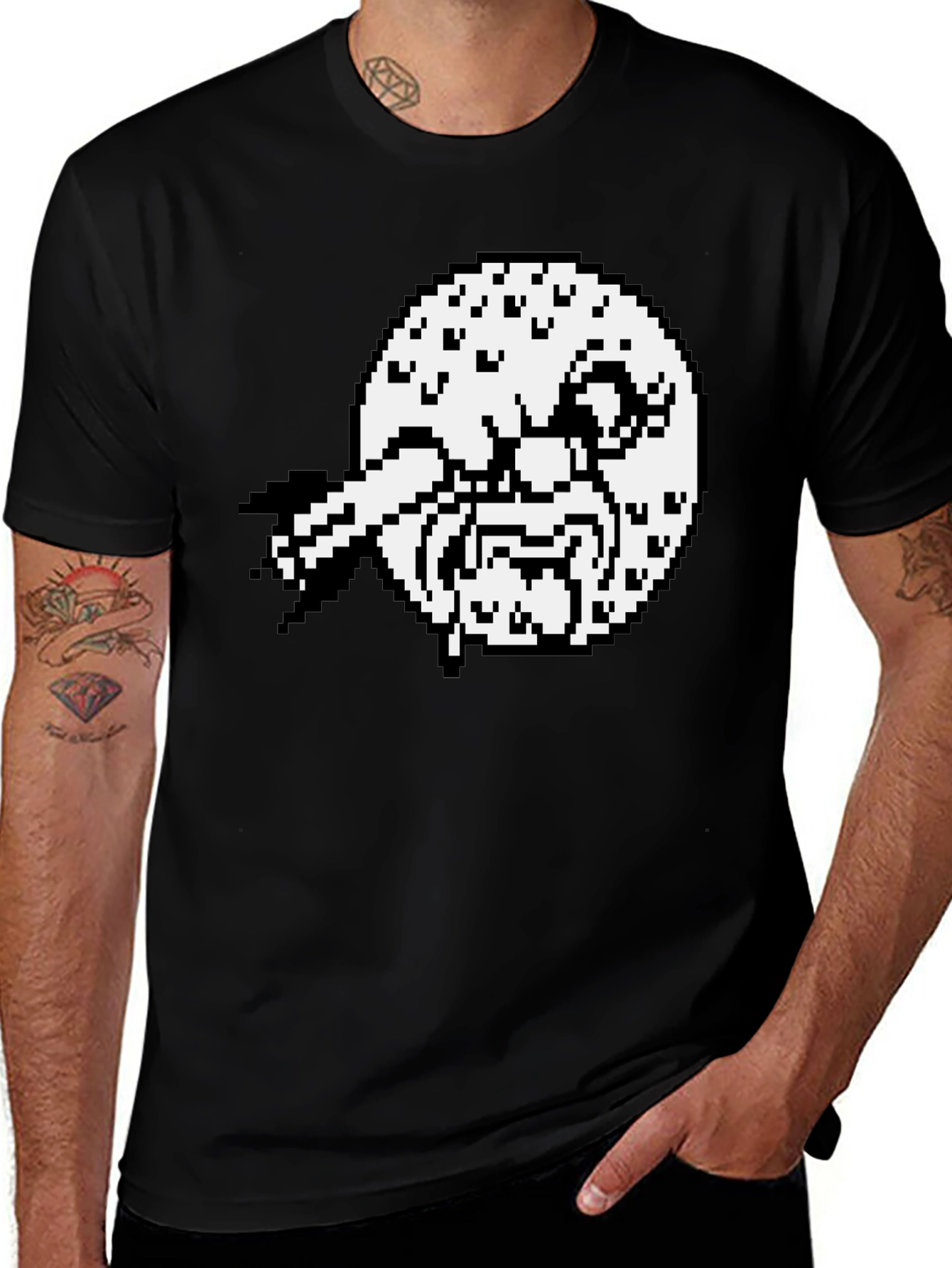 Pixel Art Graphic Tee - Black