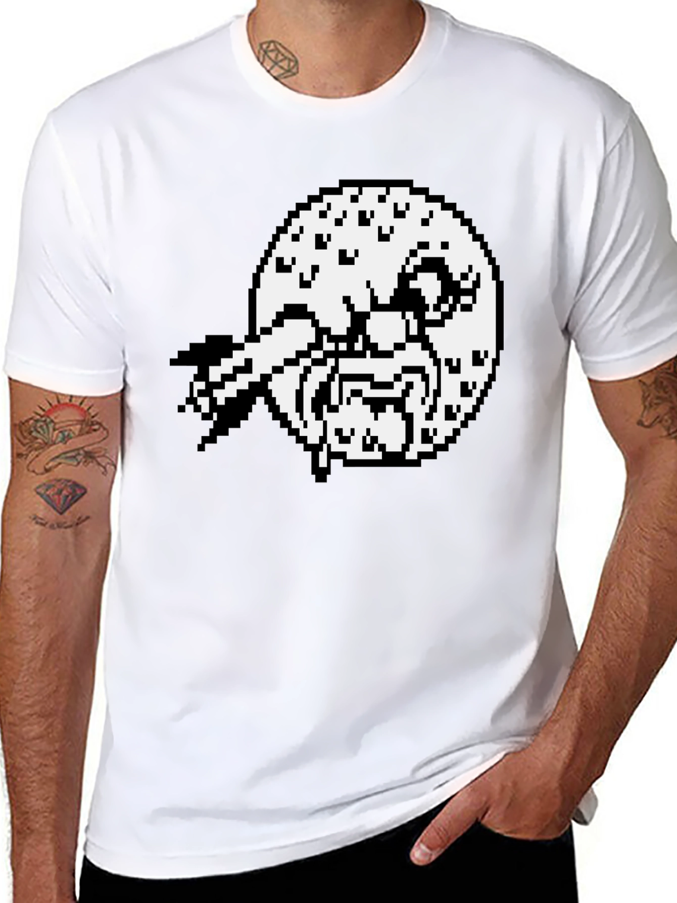 Pixel Art Graphic Tee - Black