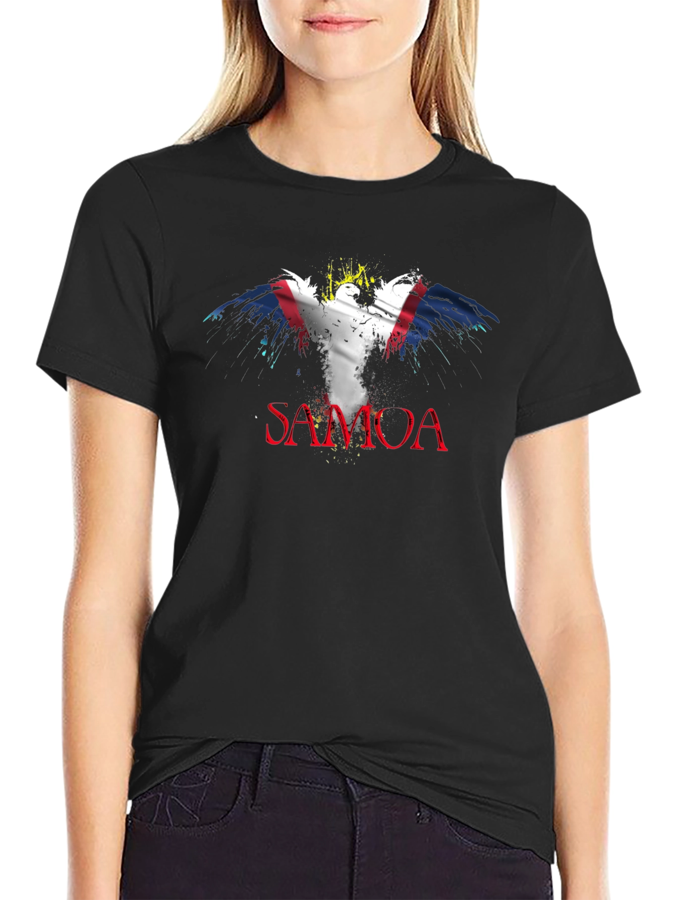 Samoa Flag Eagle Black T-Shirt
