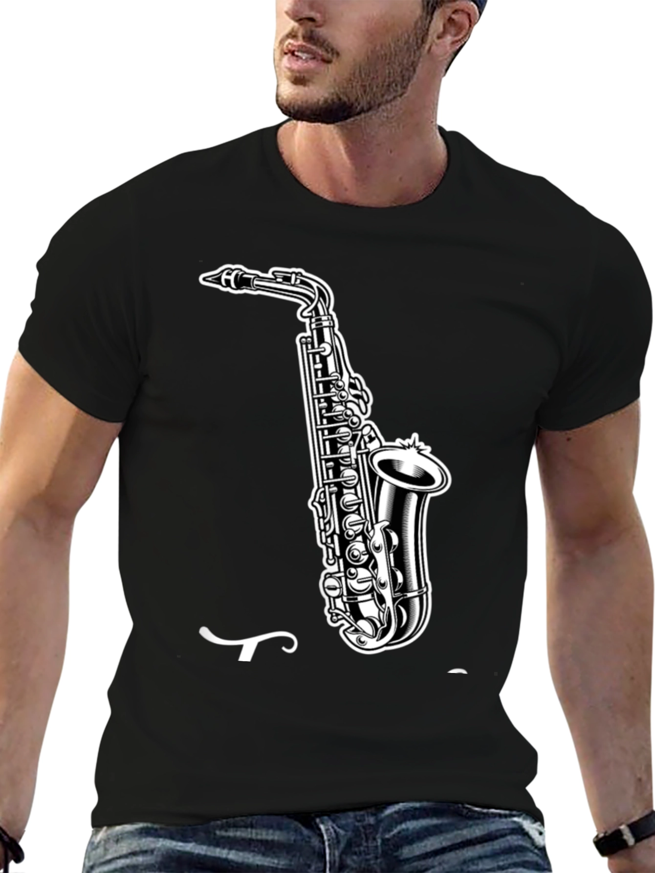 Saxophone Graphic Tee - Cool Music Shirt