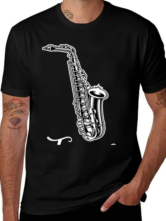 Saxophone Graphic Tee - Cool Music Shirt