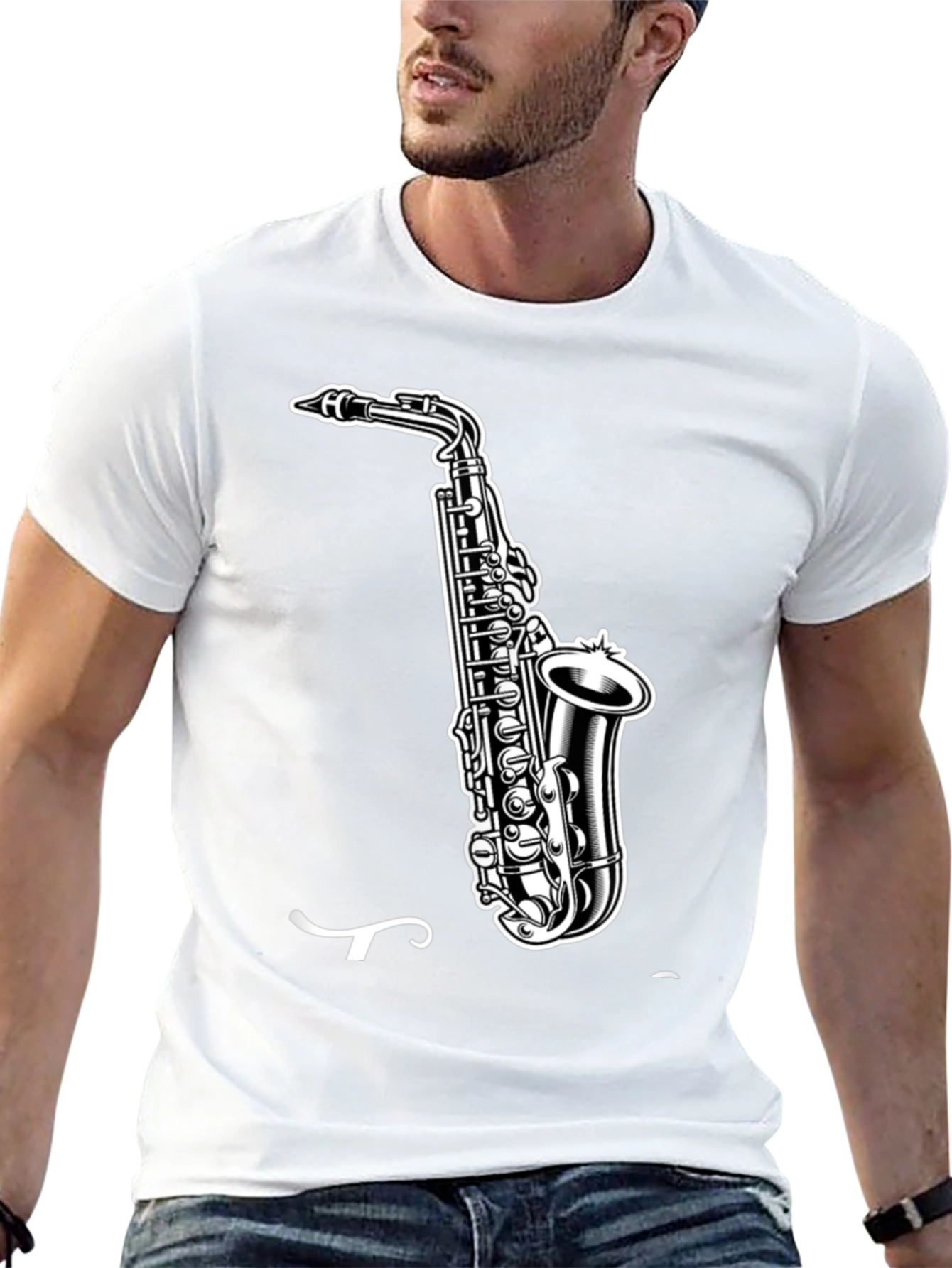 Saxophone Graphic Tee - Cool Music Shirt