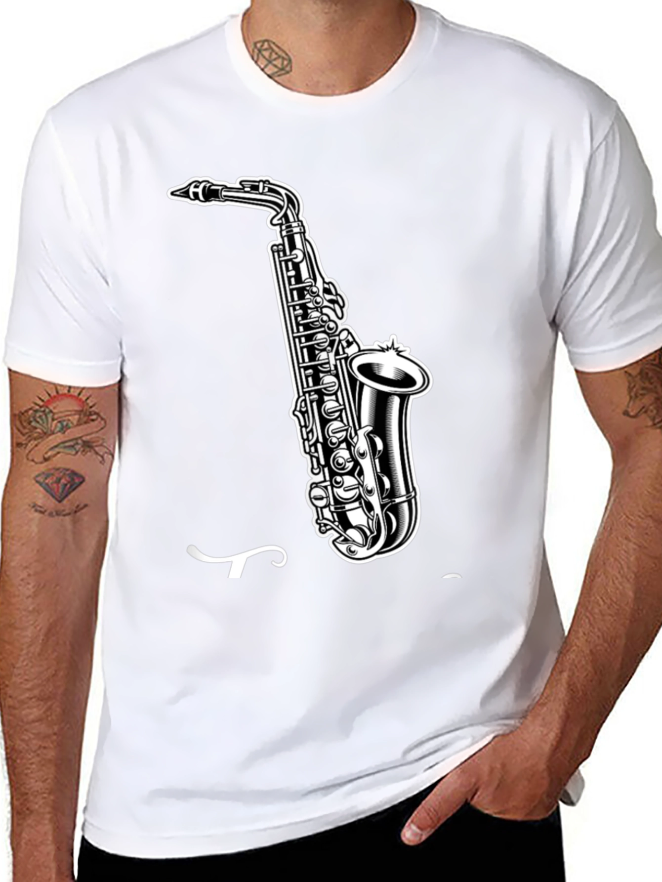 Saxophone Graphic Tee - Cool Music Shirt
