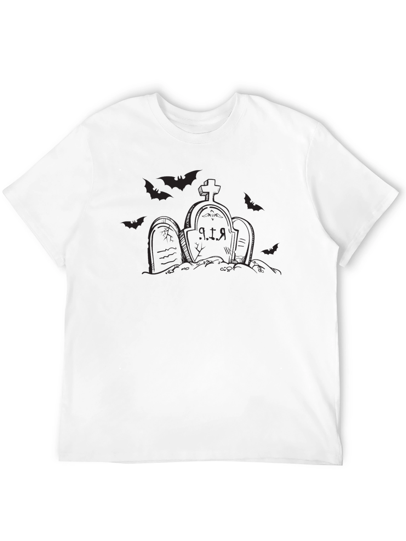 Halloween Tombstone Bat Graphic Tee