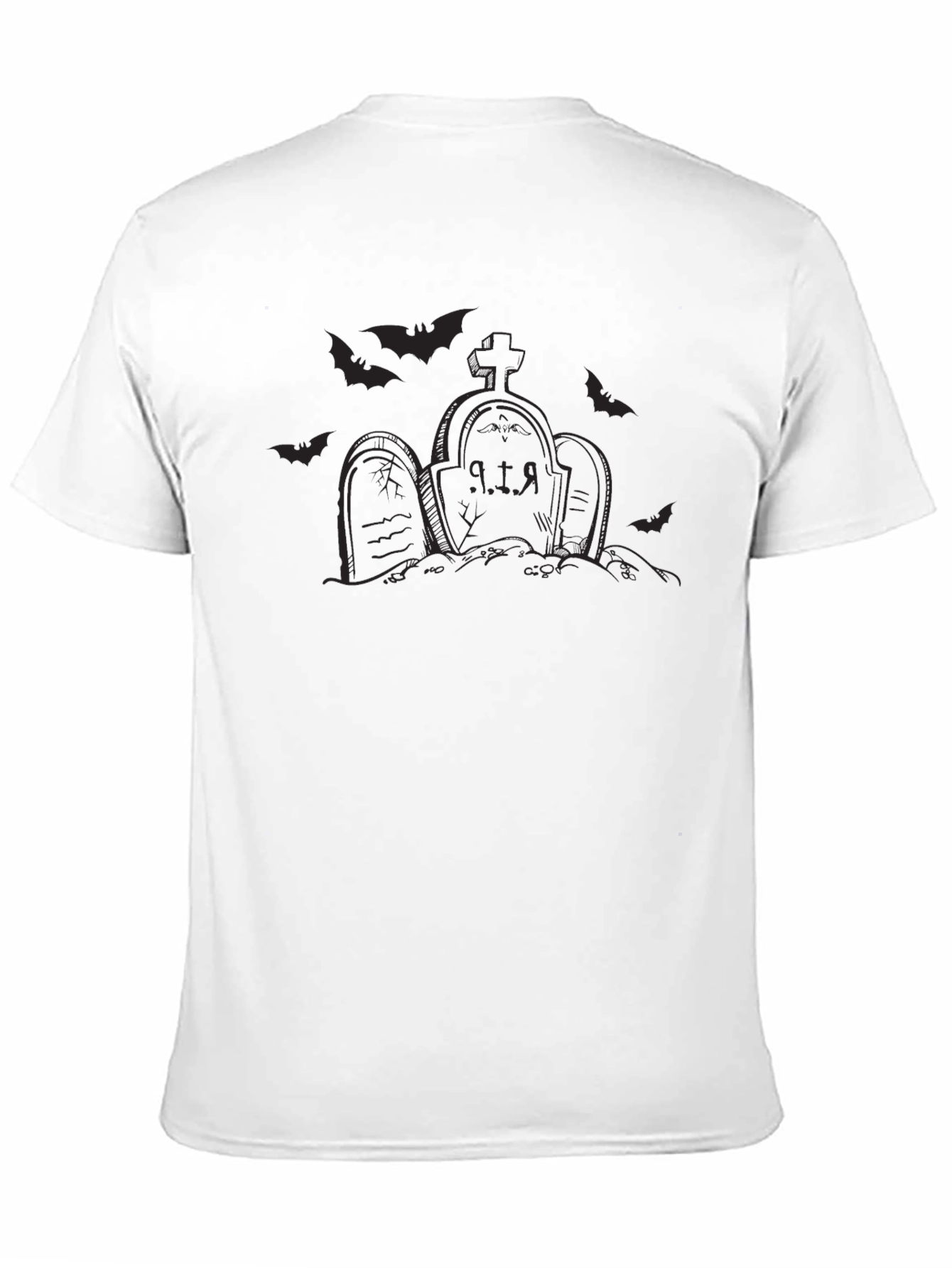 Halloween Tombstone Bat Graphic Tee