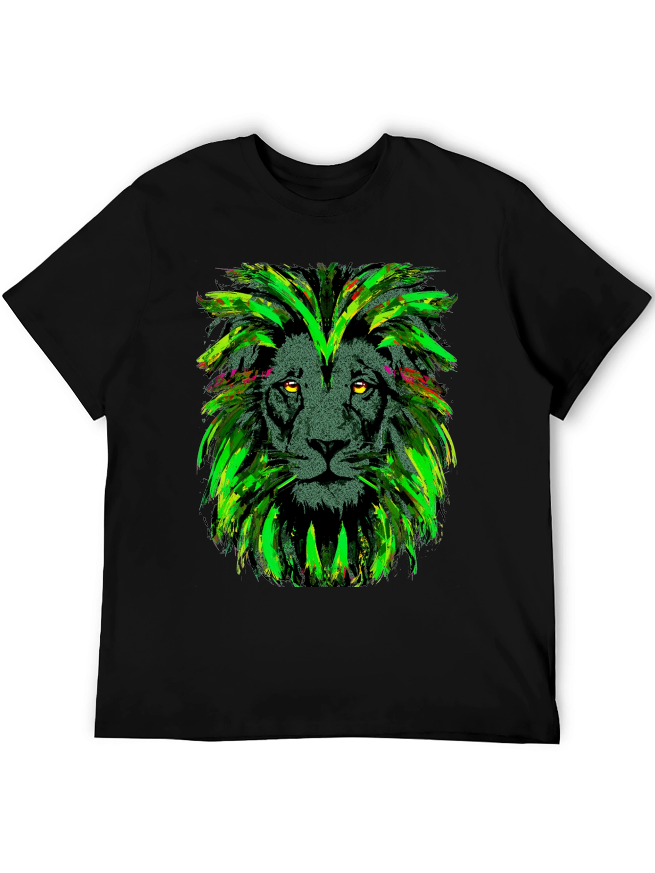 Lion Head Graphic Print Black T-Shirt