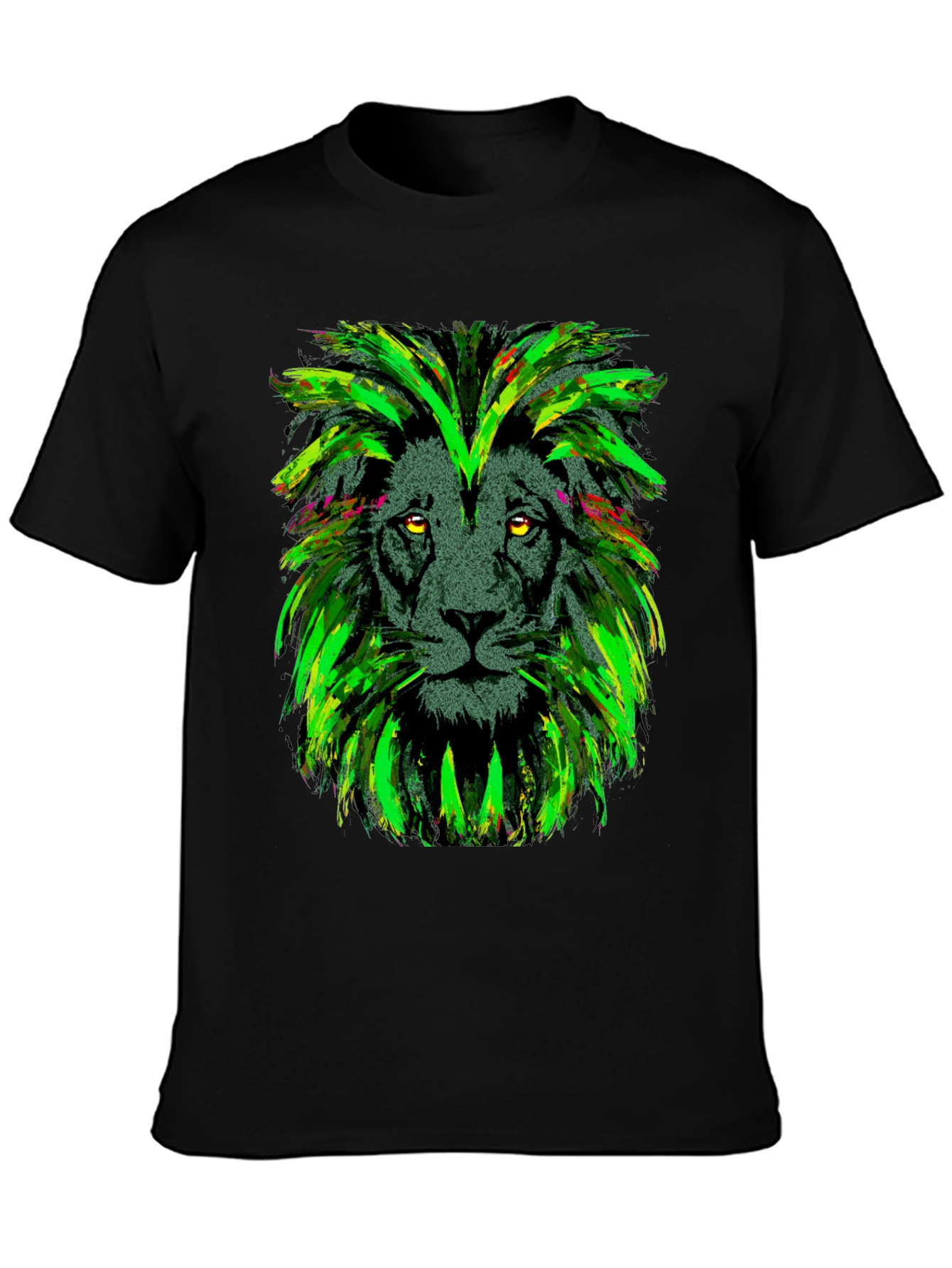 Lion Head Graphic Print Black T-Shirt