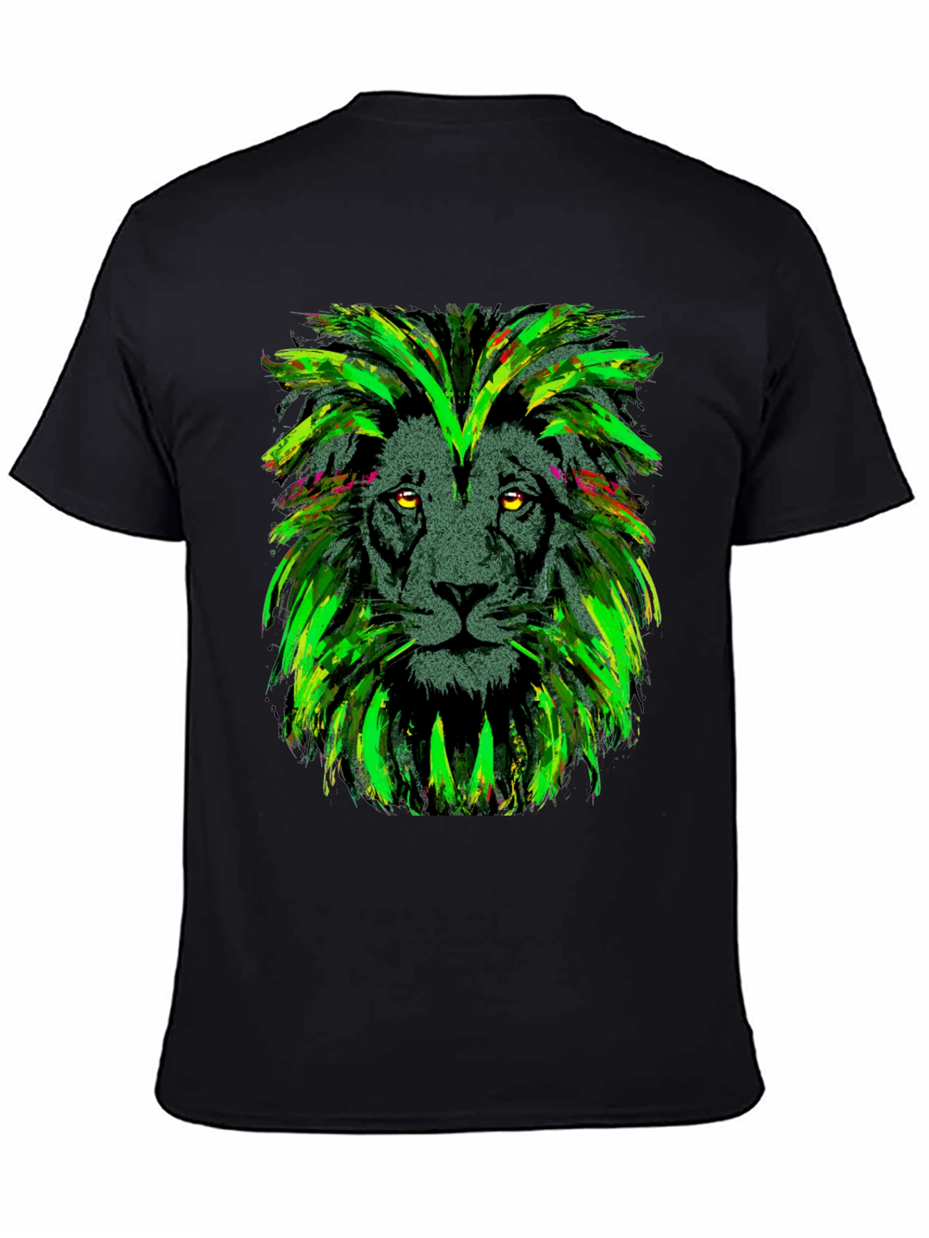 Lion Head Graphic Print Black T-Shirt