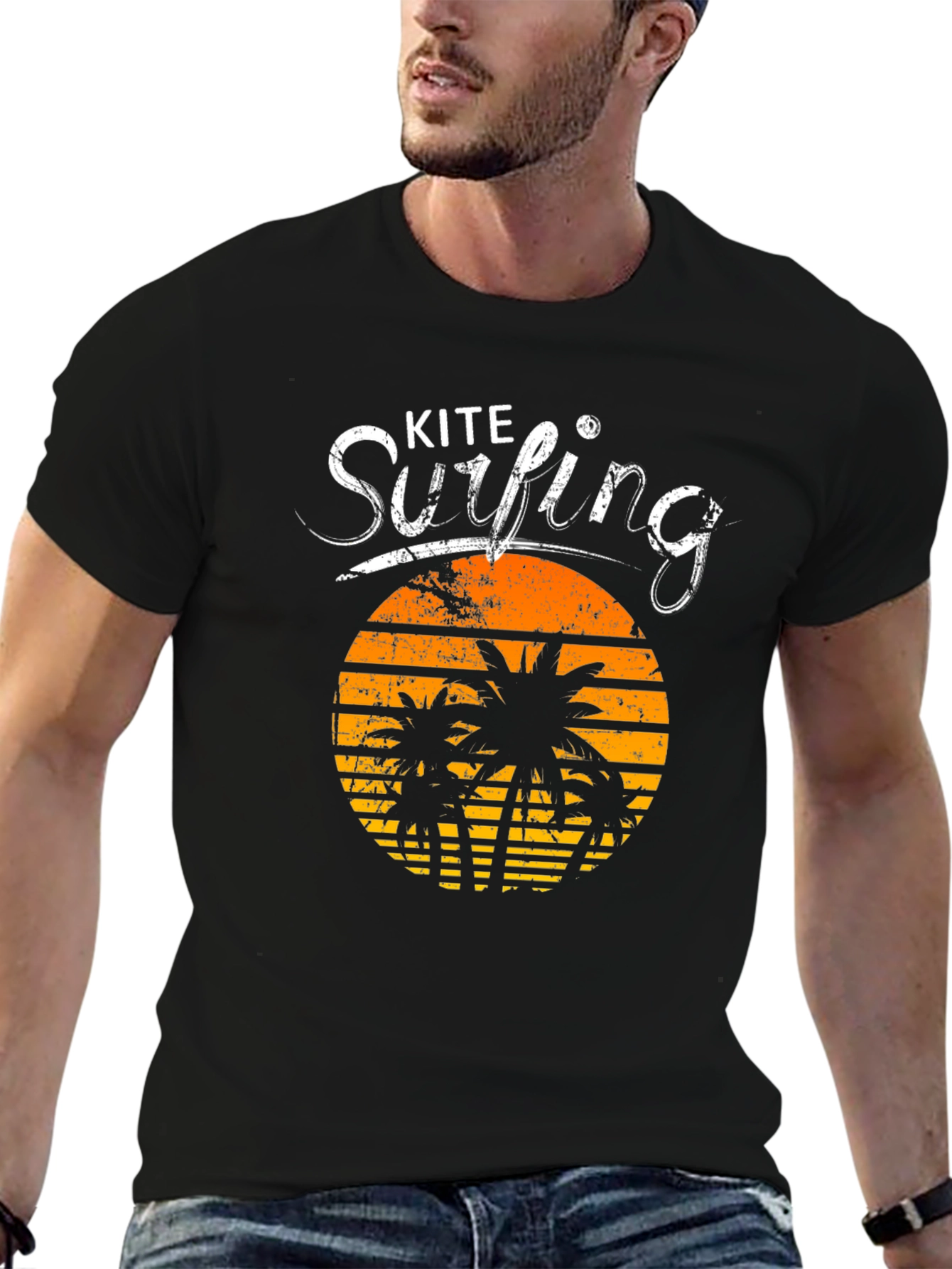 Kite Surfing Black Graphic Tee
