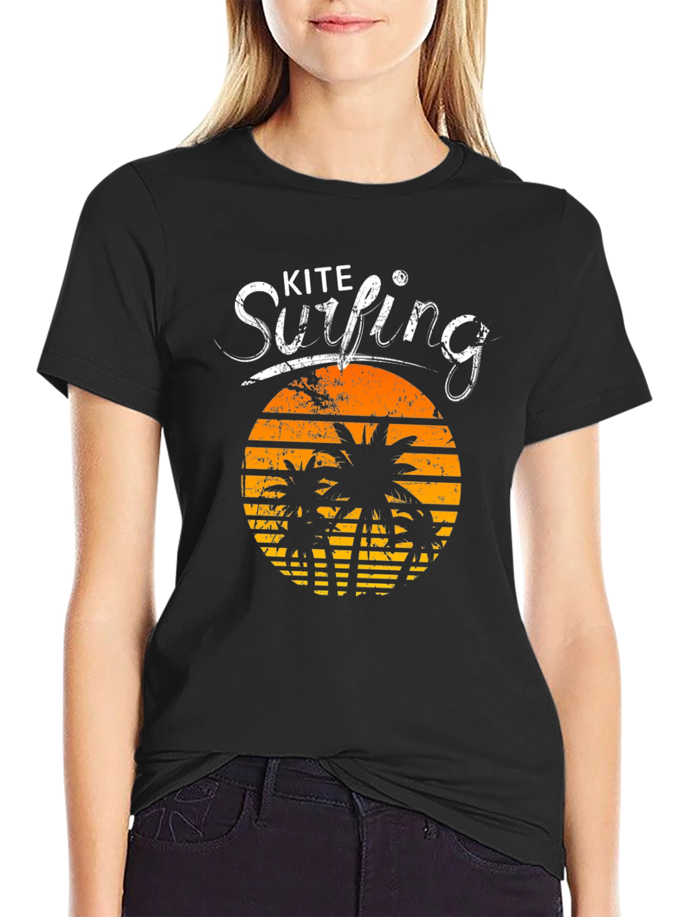 Kite Surfing Black Graphic Tee