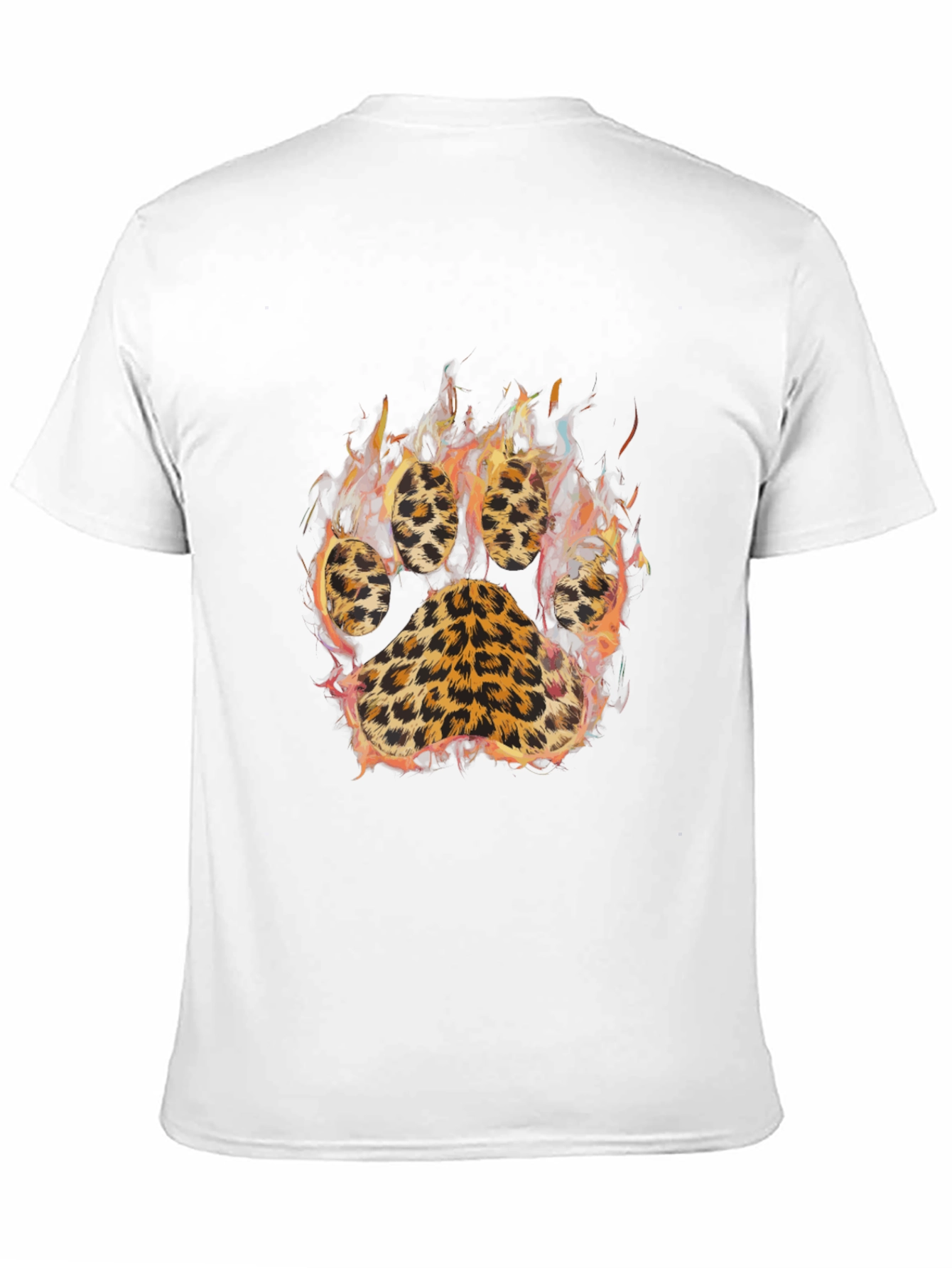 Mens Black T-shirt with Leopard Paw Print Design