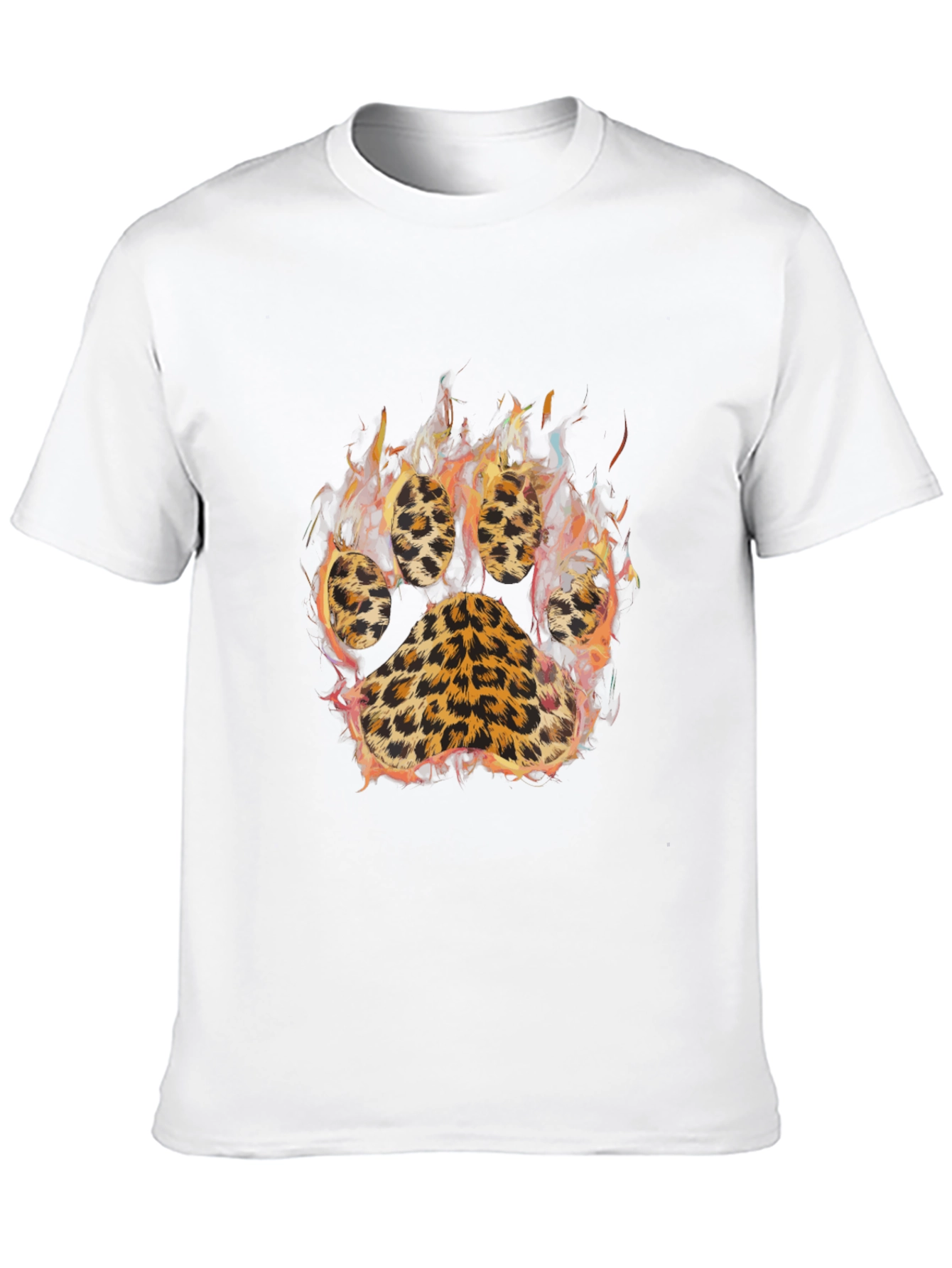 Mens Black T-shirt with Leopard Paw Print Design