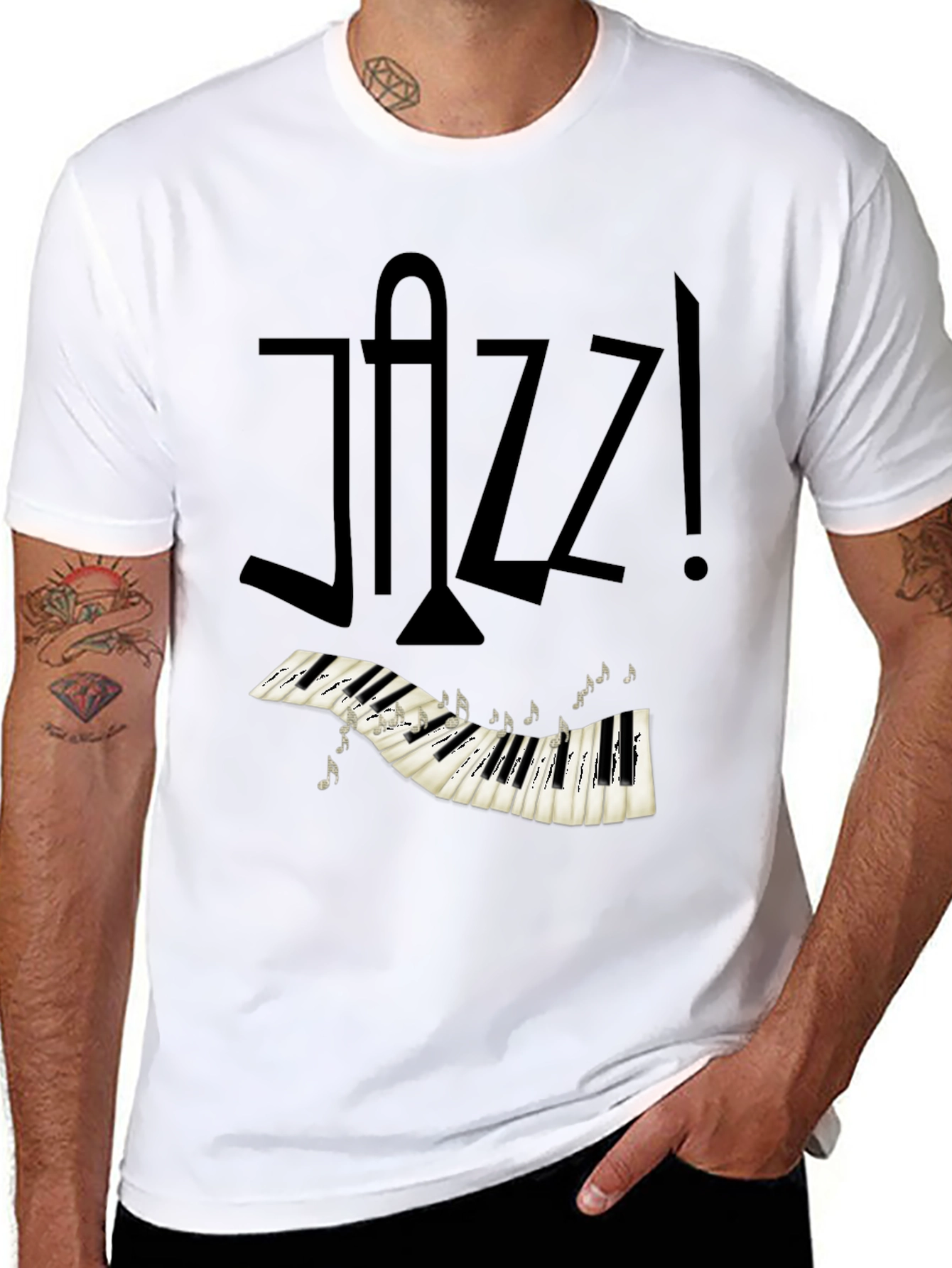 Jazz Music T-Shirt - Piano Keys Design