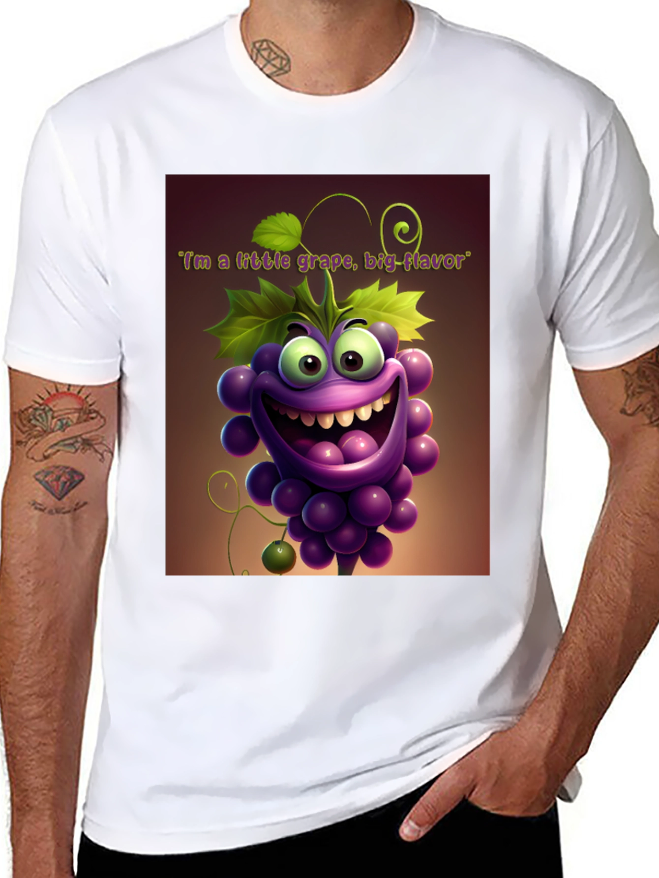 Funny Grape Graphic T-Shirt - Big Flavor Cartoon