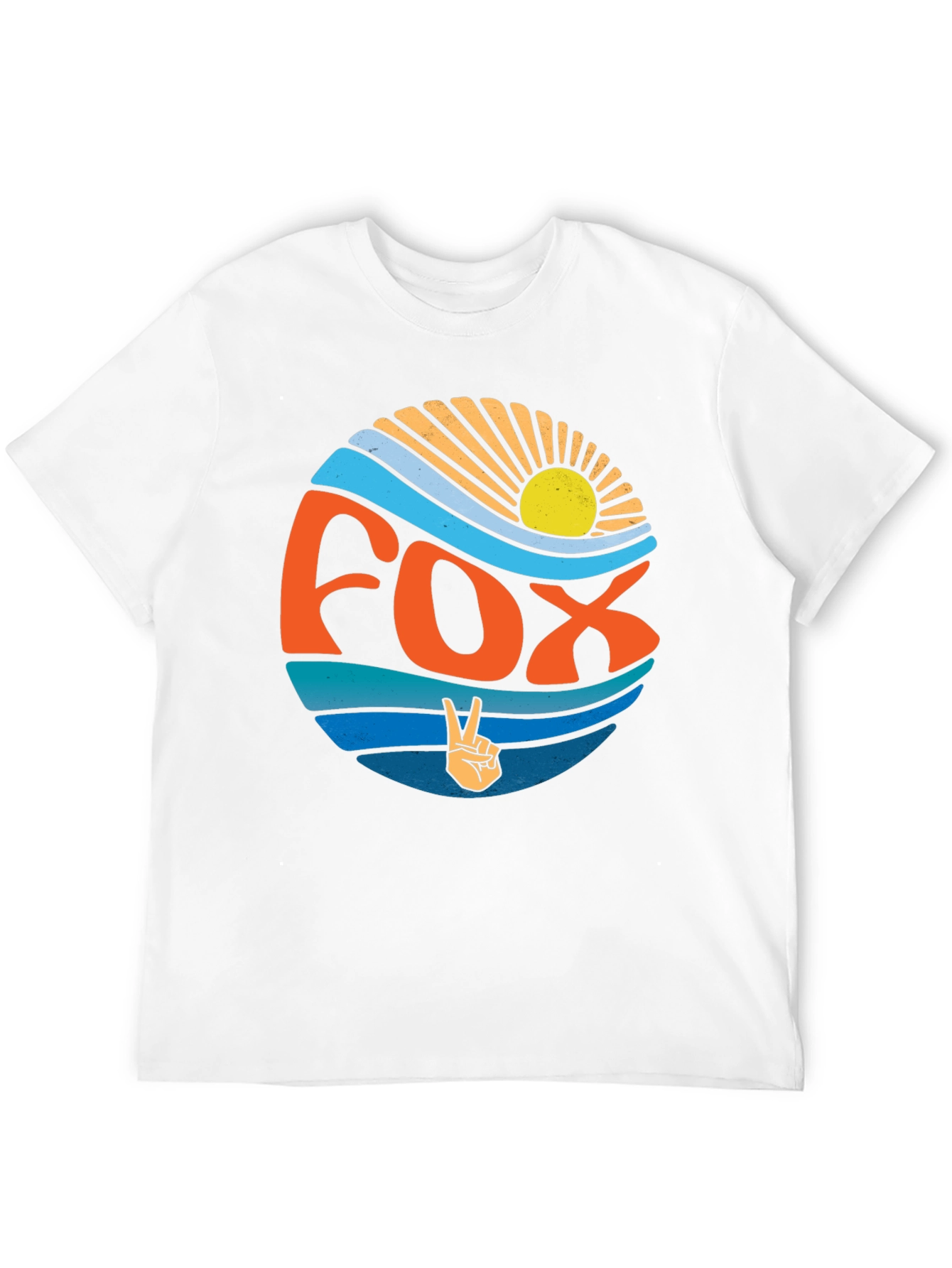 Retro Fox Peace Sign Graphic Tee - Black