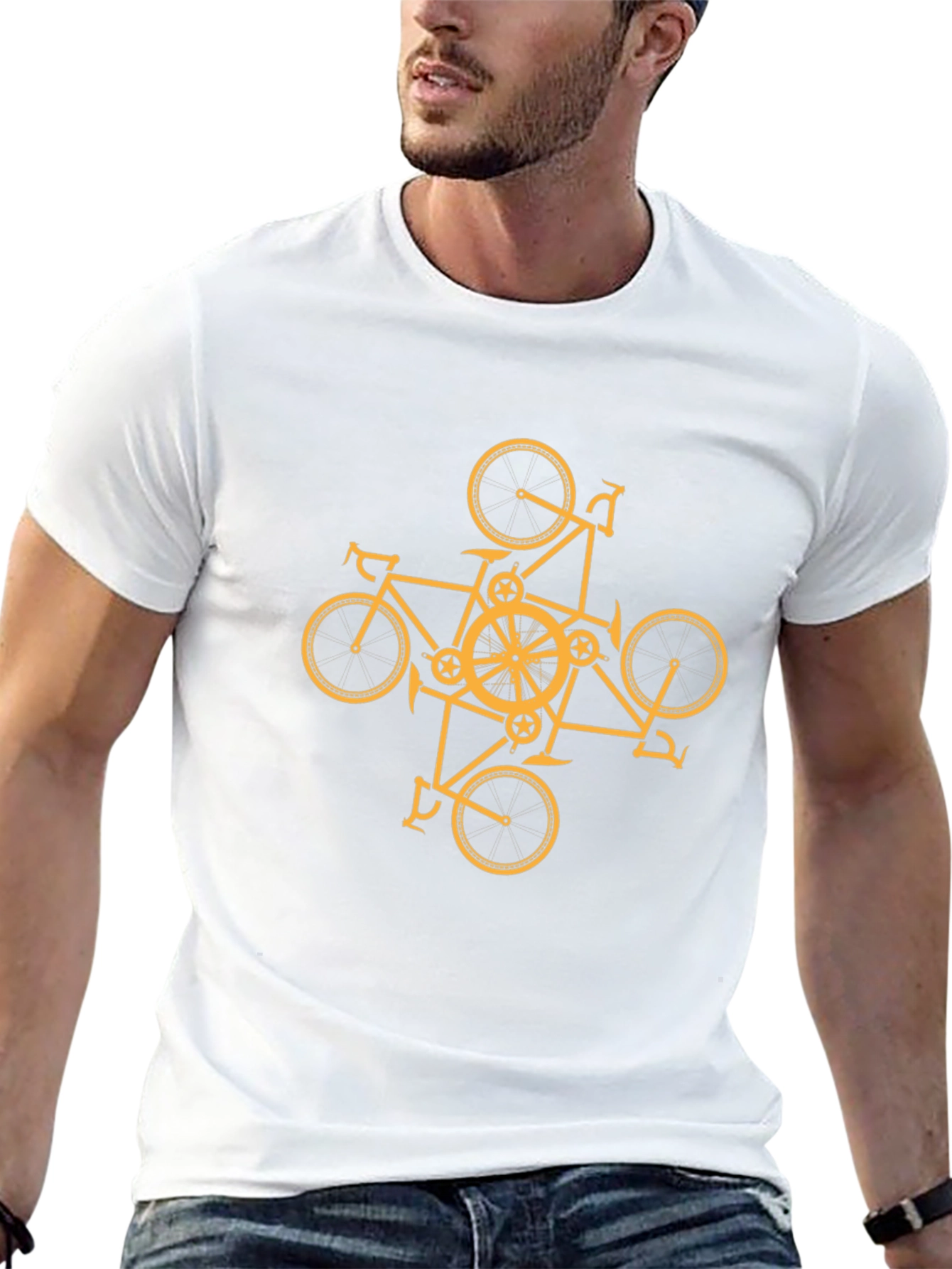 Geometric Bike Graphic Tee - Black