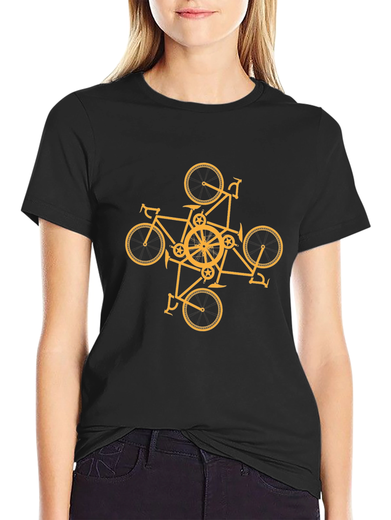 Geometric Bike Graphic Tee - Black