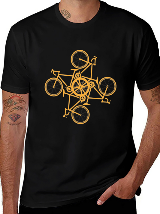 Geometric Bike Graphic Tee - Black