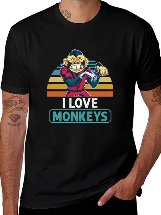 I Love Monkeys T-Shirt - Retro Monkey Graphic Tee