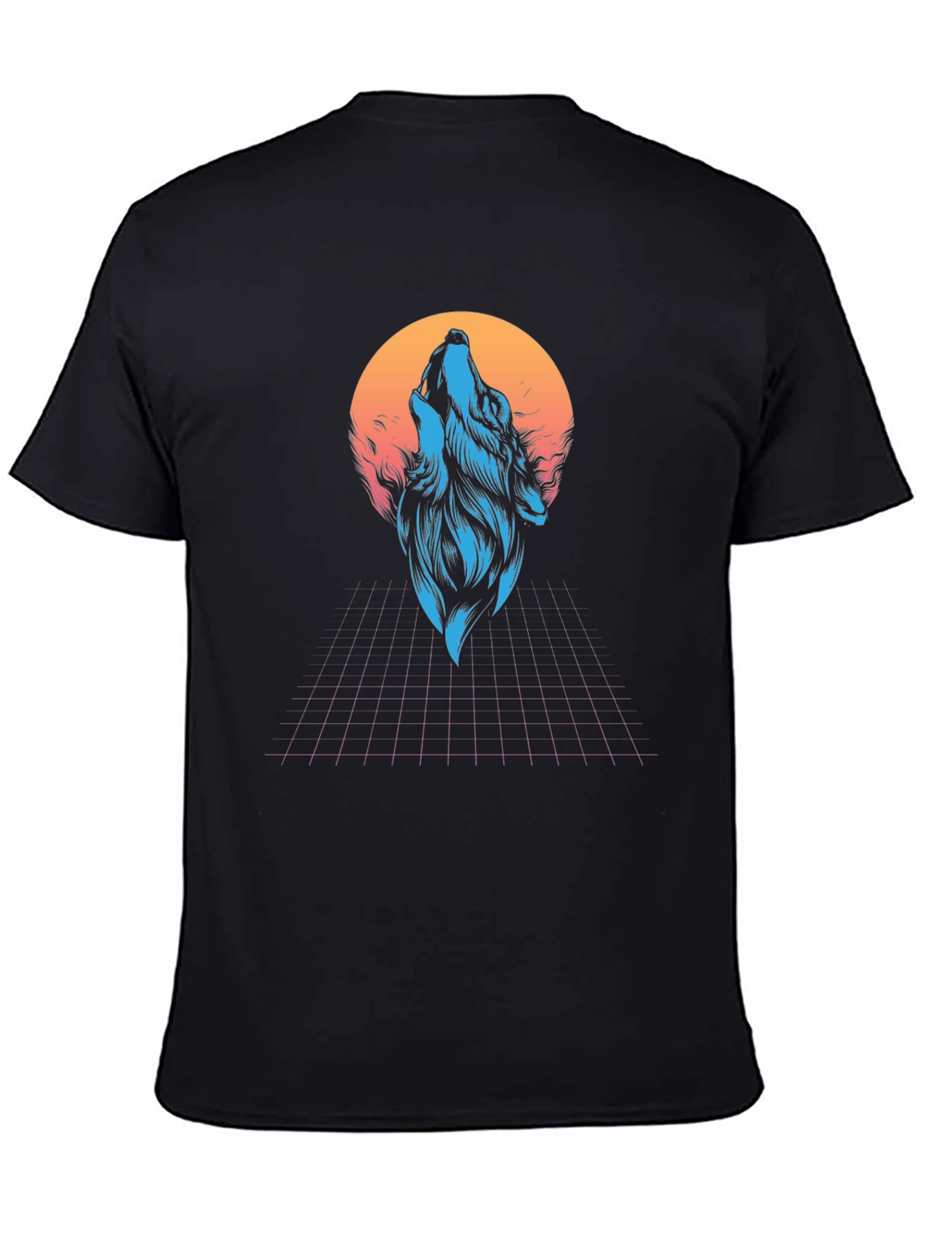 Retro Wolf Graphic T-Shirt - Black
