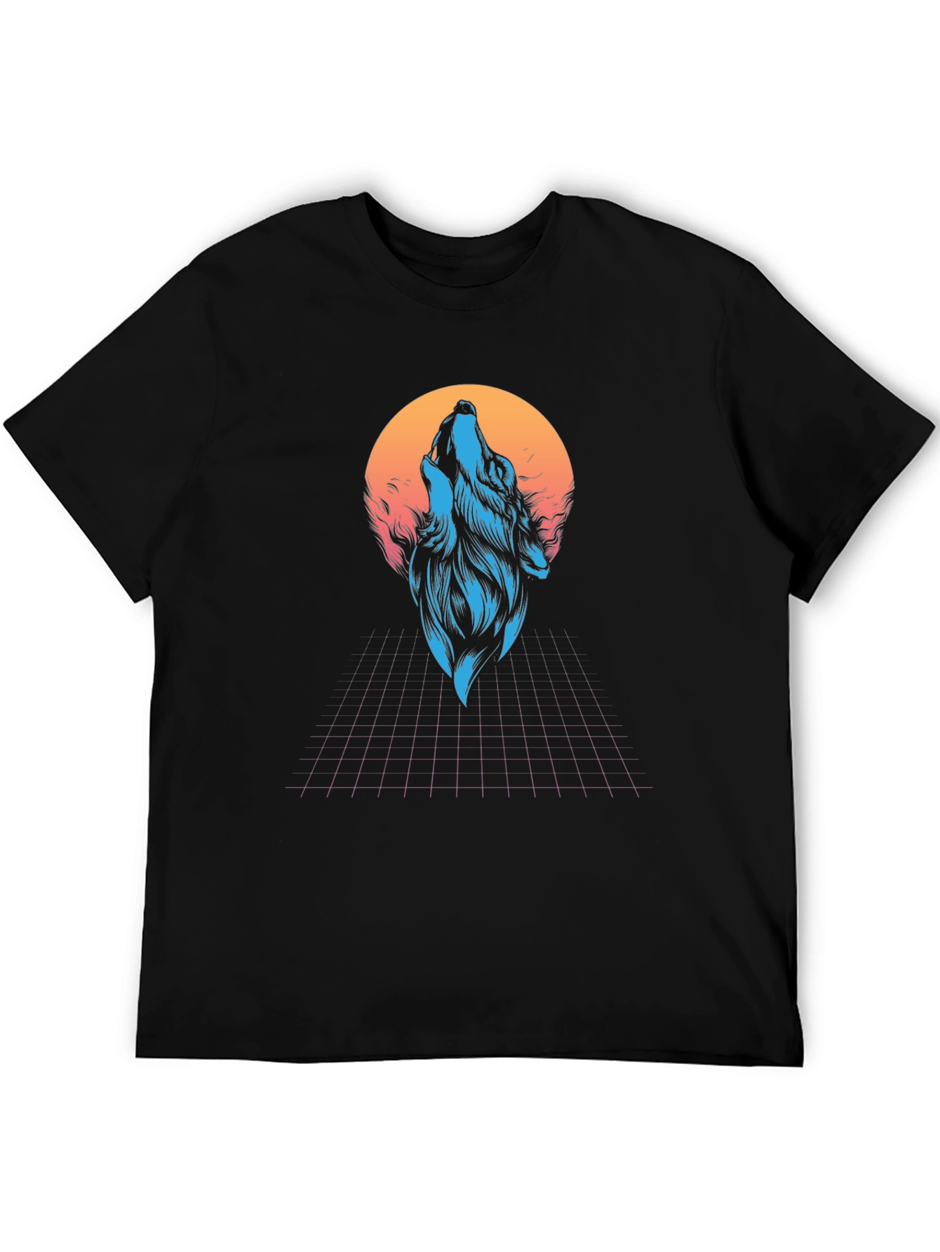 Retro Wolf Graphic T-Shirt - Black