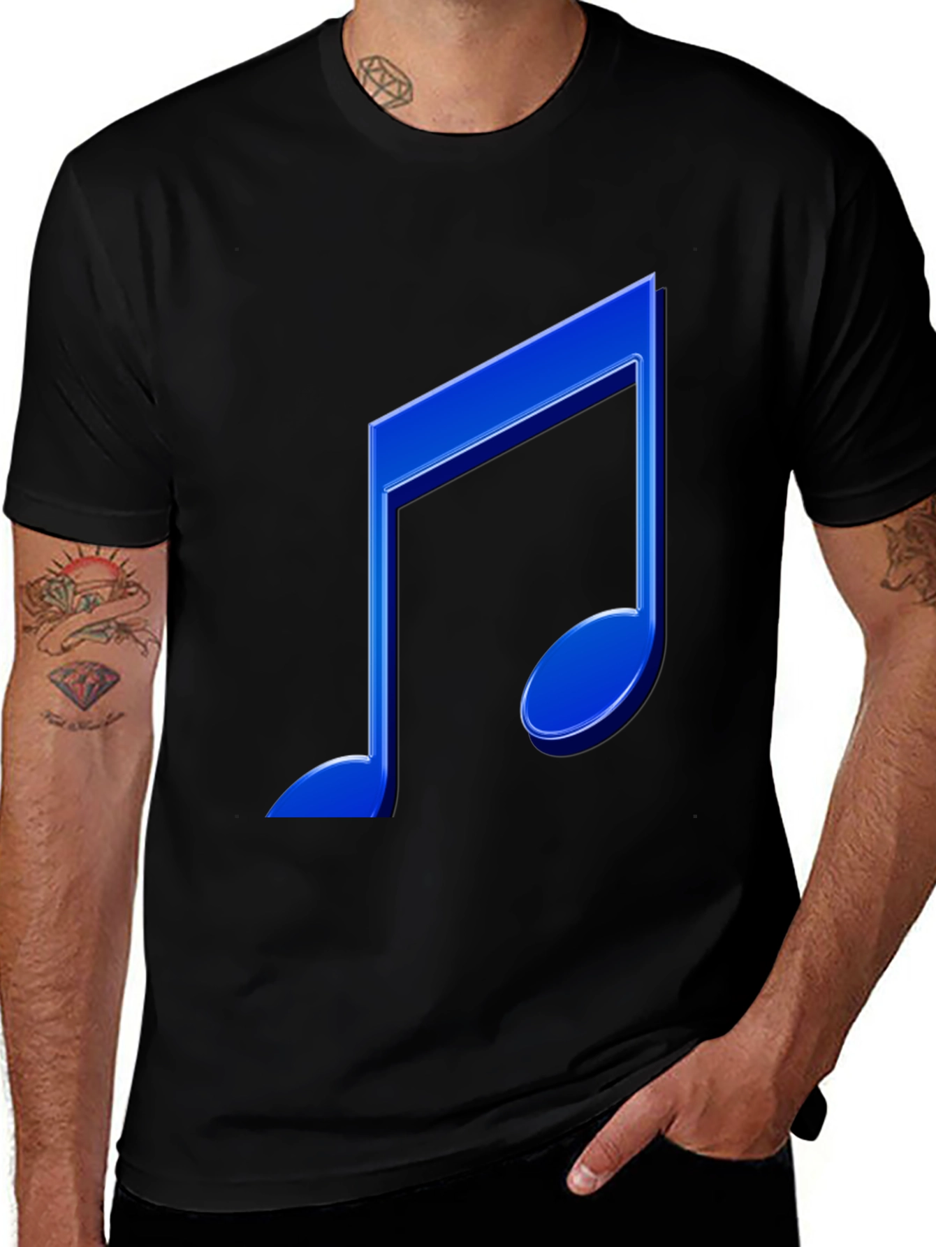 Blue Music Note Graphic T-Shirt