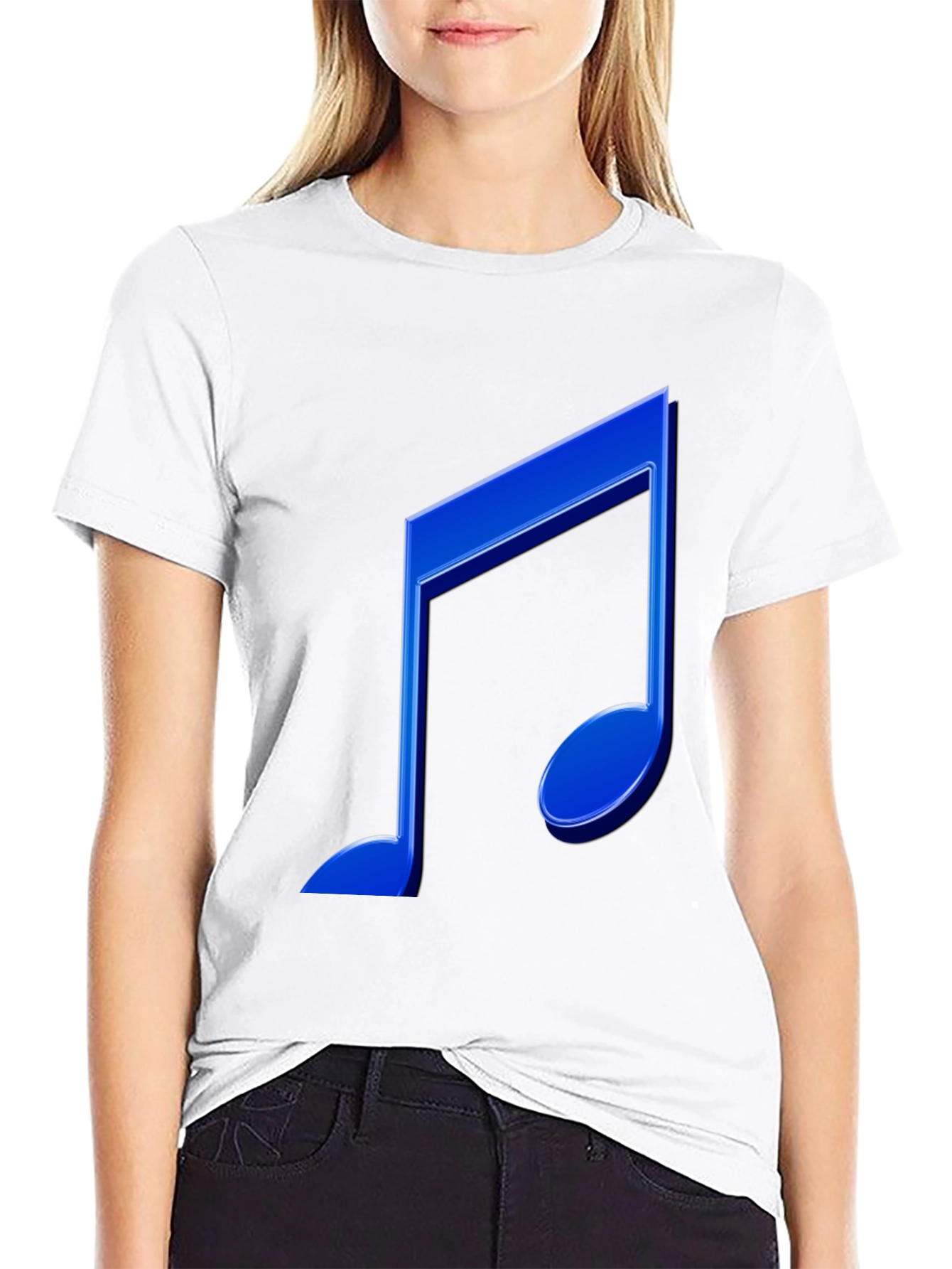 Blue Music Note Graphic T-Shirt