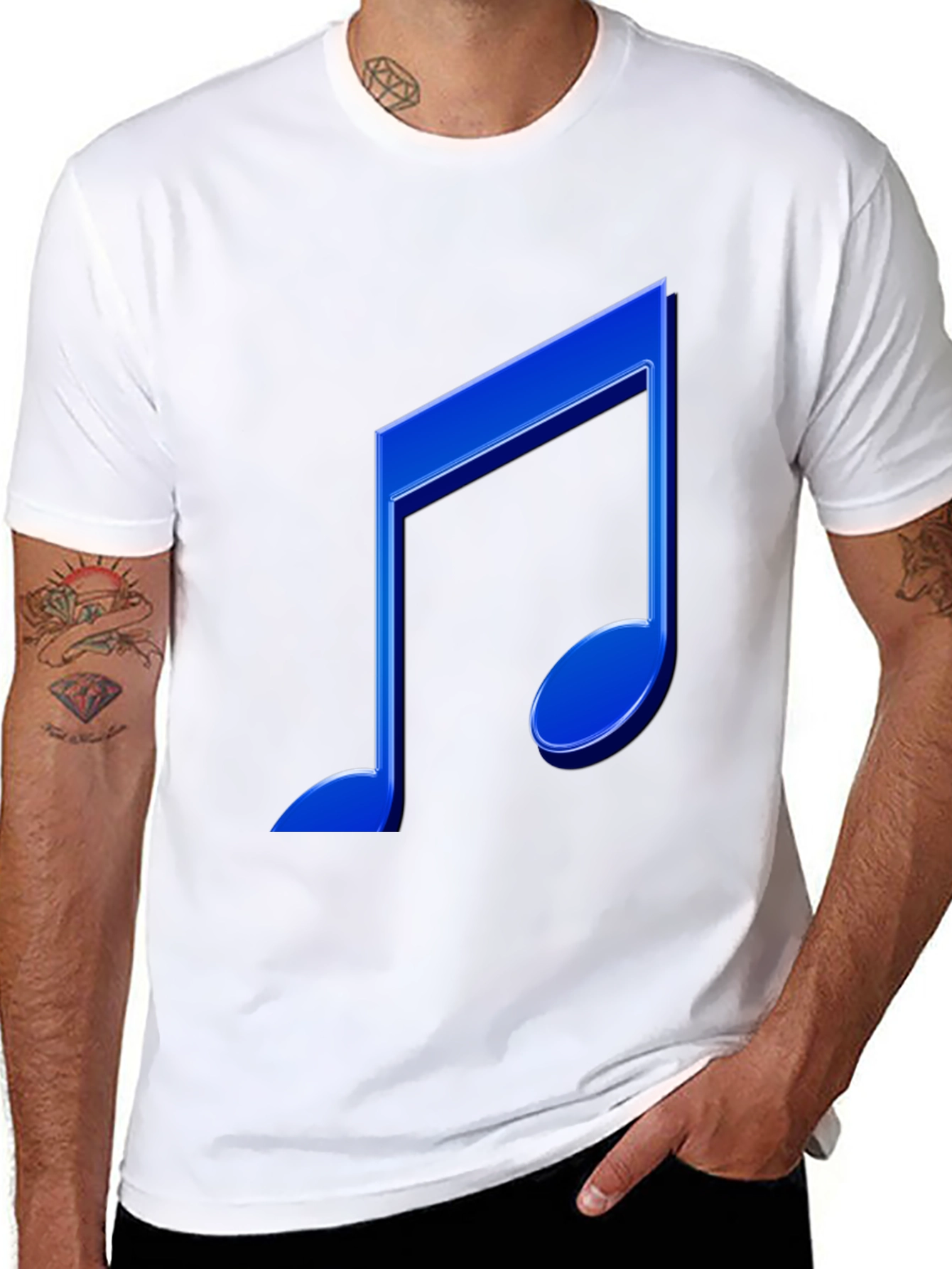 Blue Music Note Graphic T-Shirt