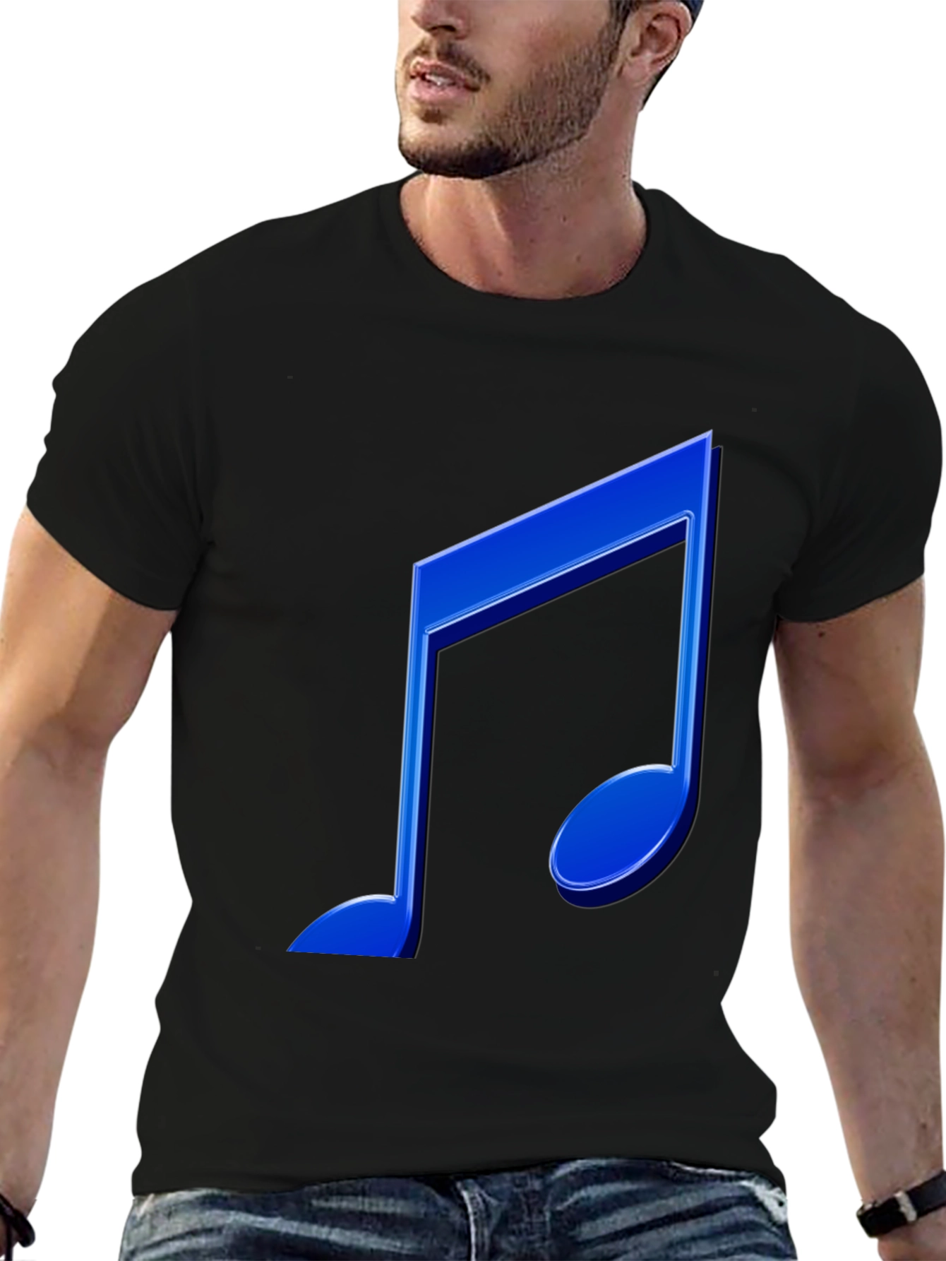 Blue Music Note Graphic T-Shirt