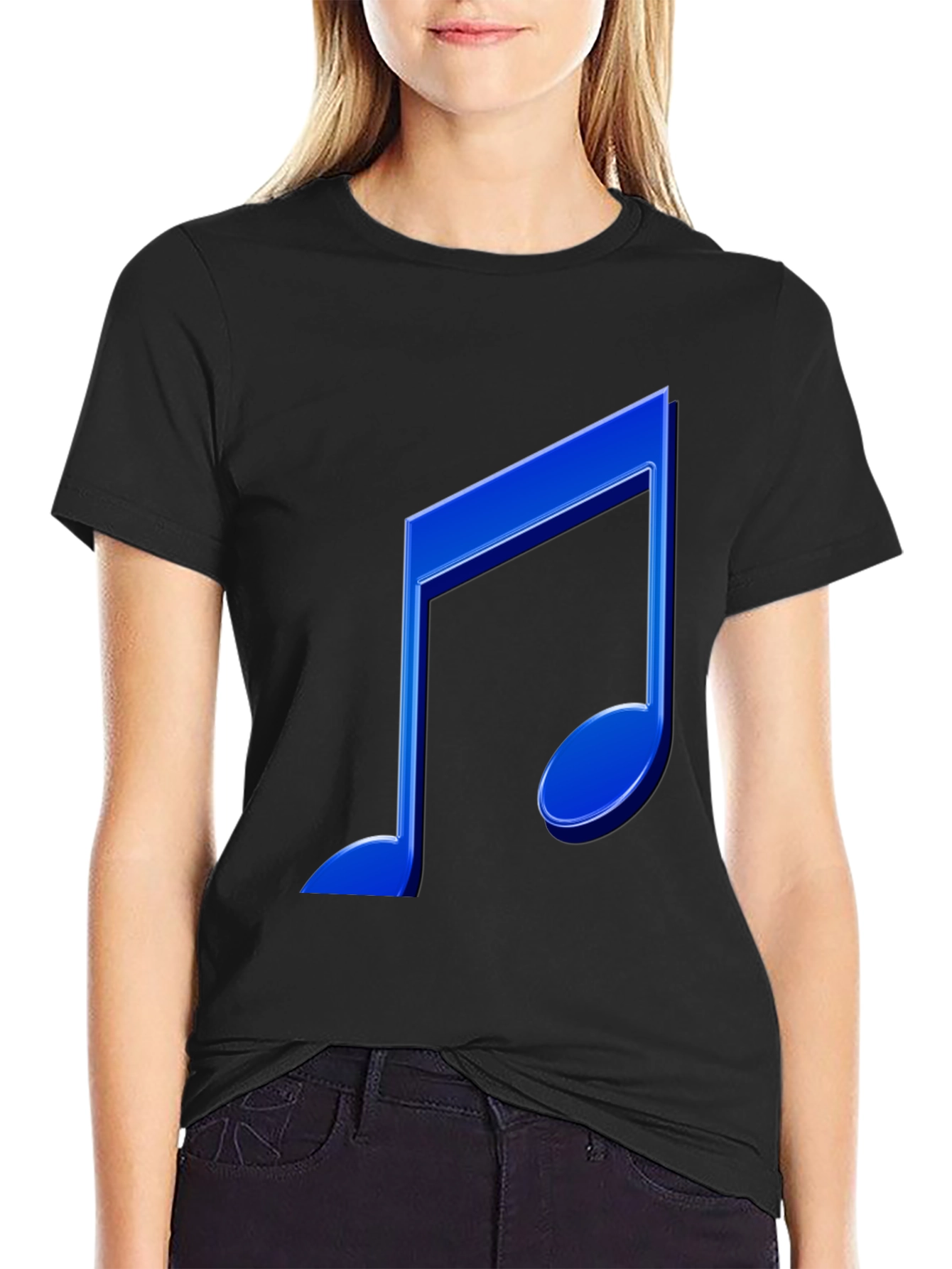 Blue Music Note Graphic T-Shirt