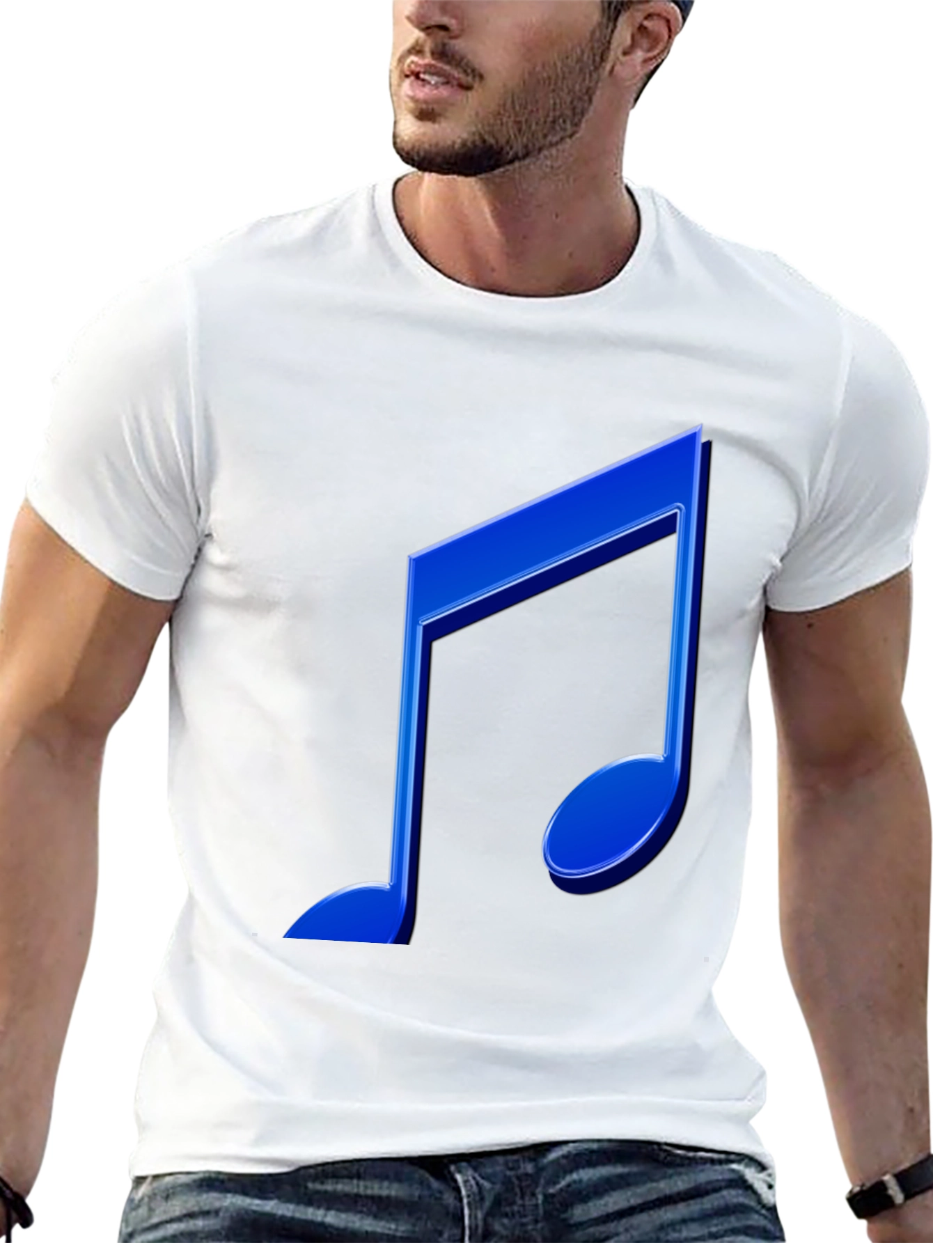 Blue Music Note Graphic T-Shirt