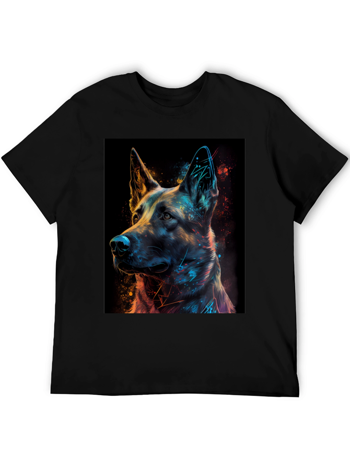 German Shepherd Art Print Black T-Shirt