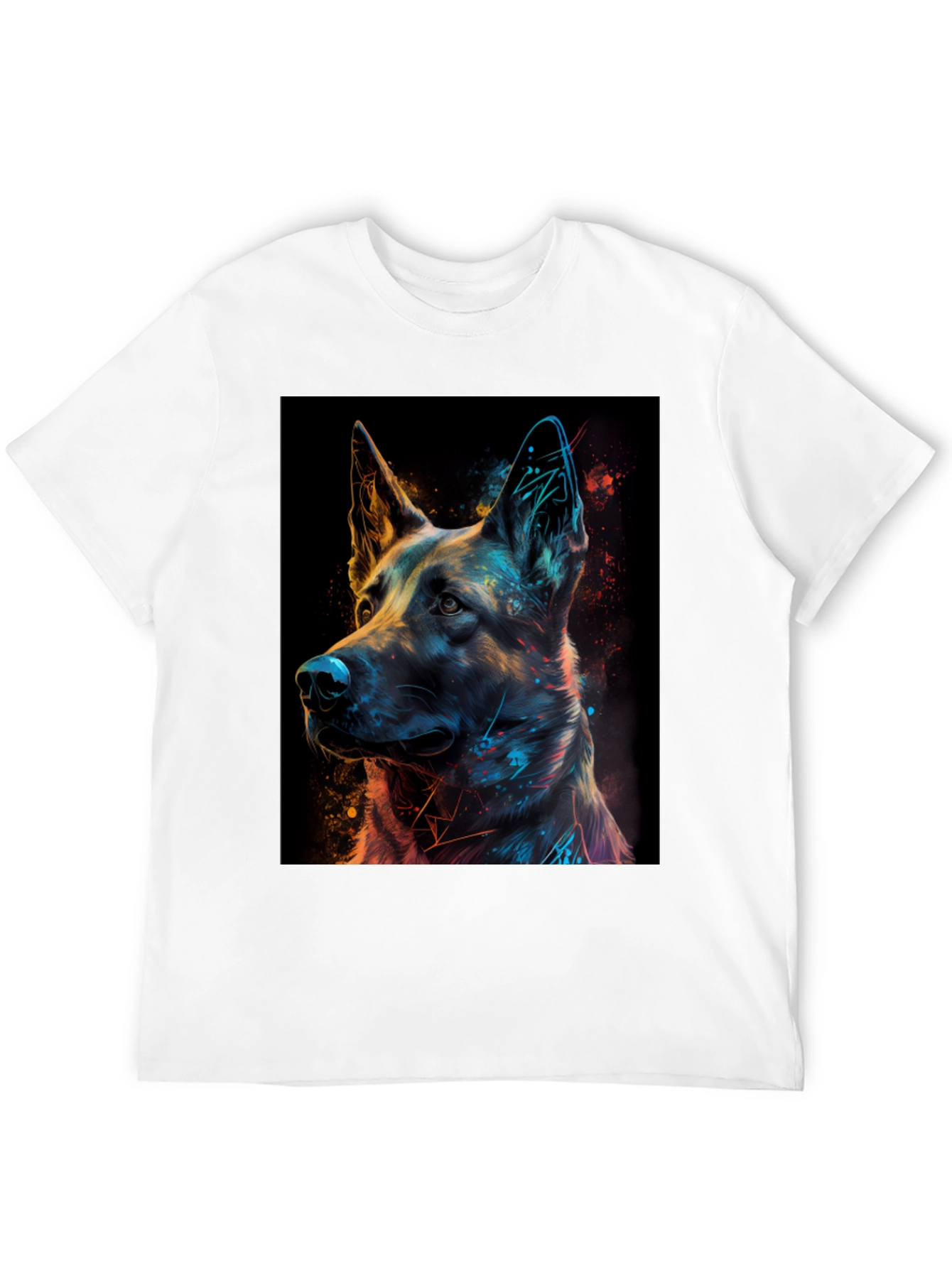 German Shepherd Art Print Black T-Shirt