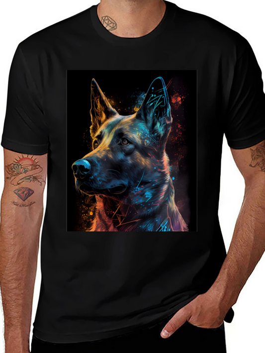 German Shepherd Art Print Black T-Shirt