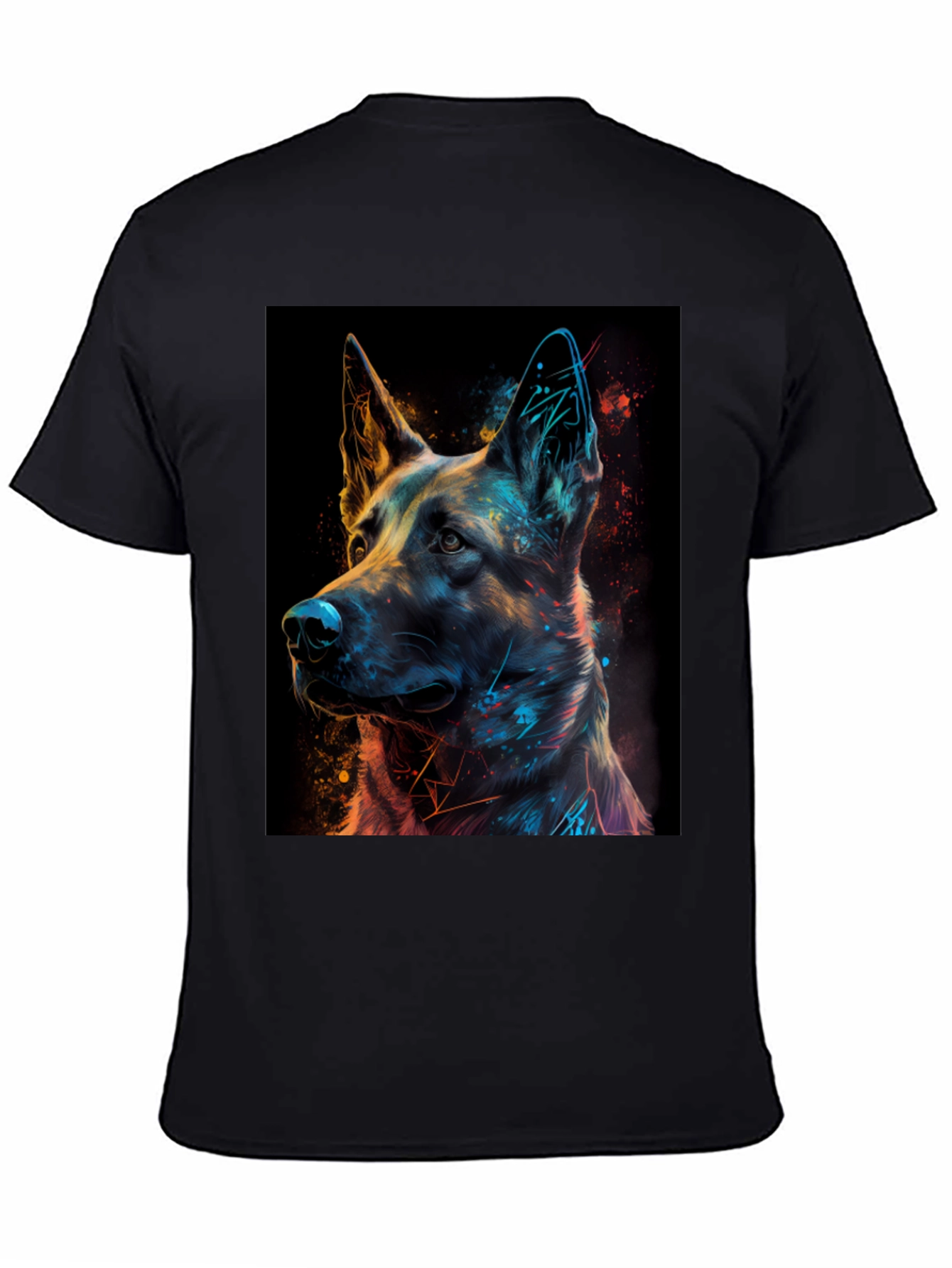 German Shepherd Art Print Black T-Shirt