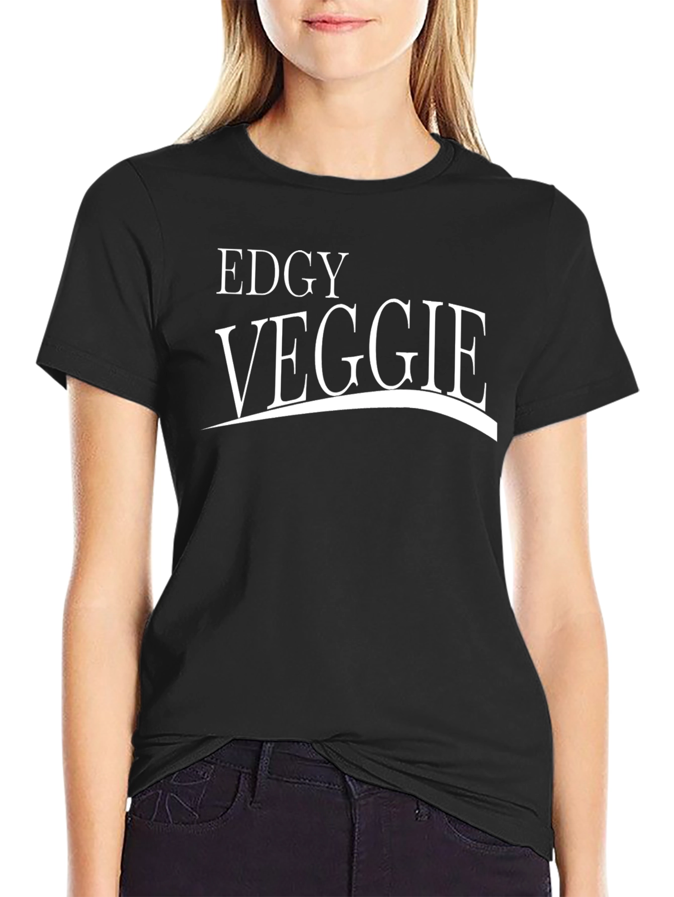 Edgy Veggie Black T-Shirt - Bold Vegetarian Style