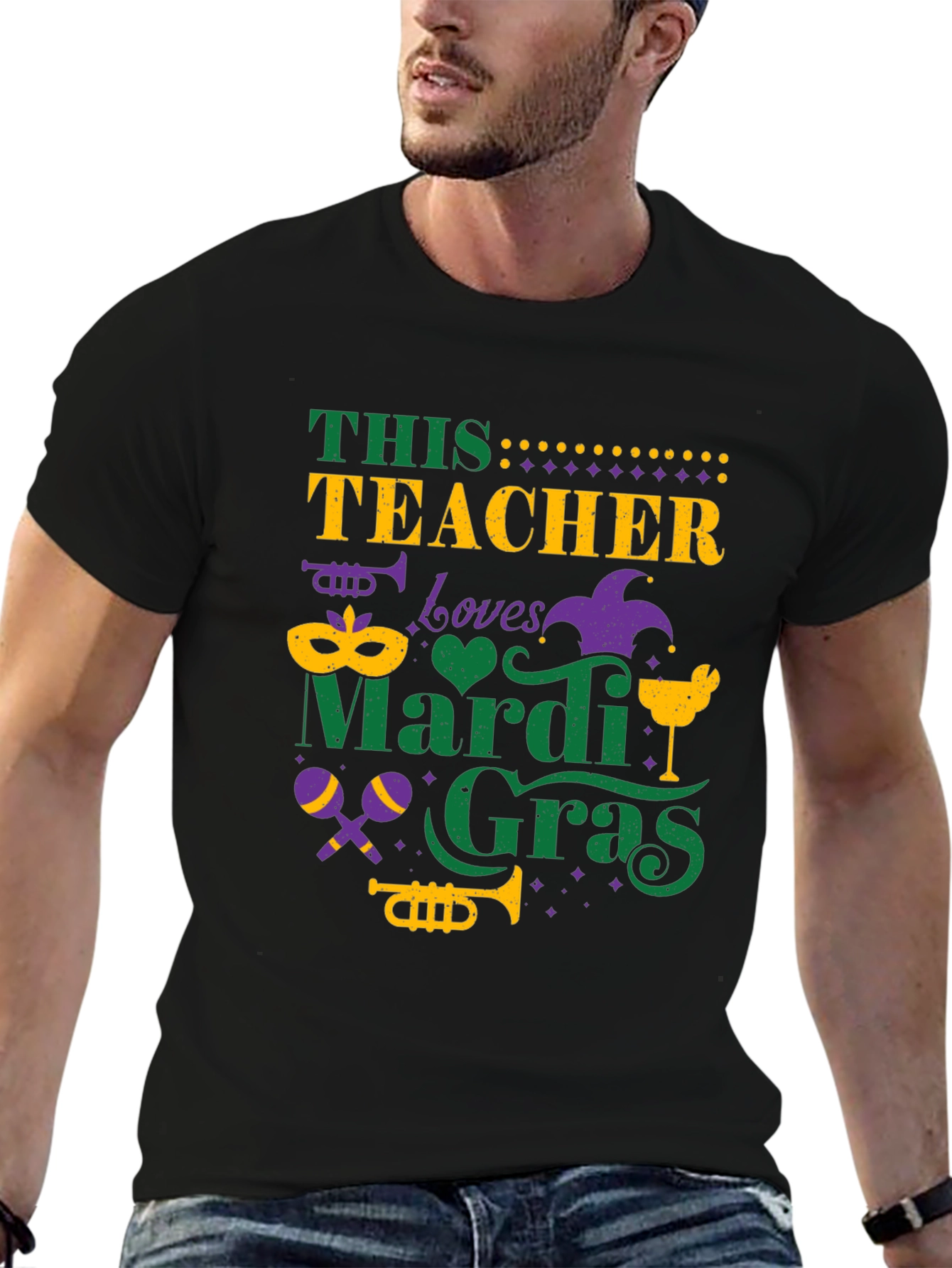 Mardi Gras Teacher T-Shirt:  Loves Mardi Gras