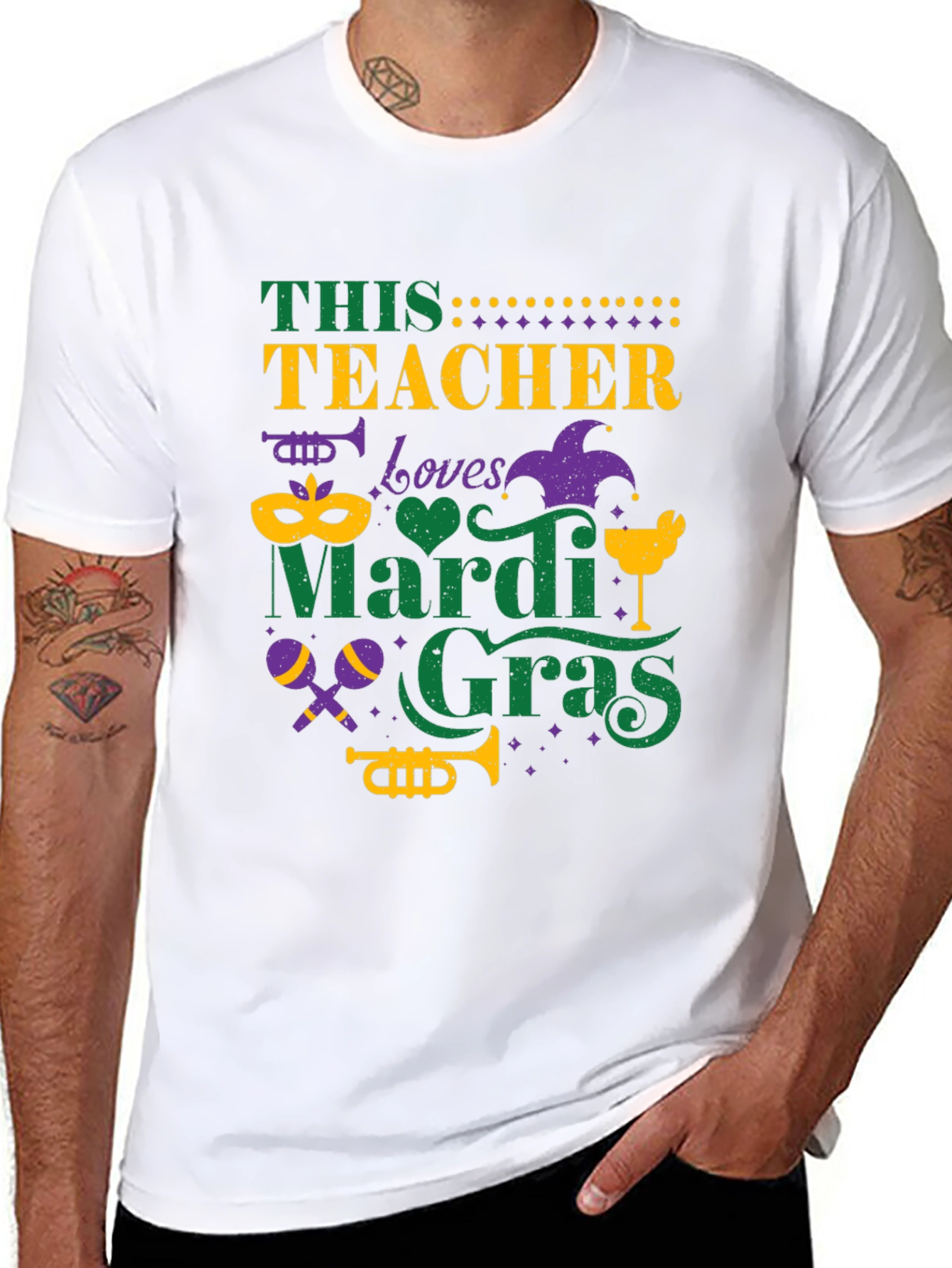 Mardi Gras Teacher T-Shirt:  Loves Mardi Gras