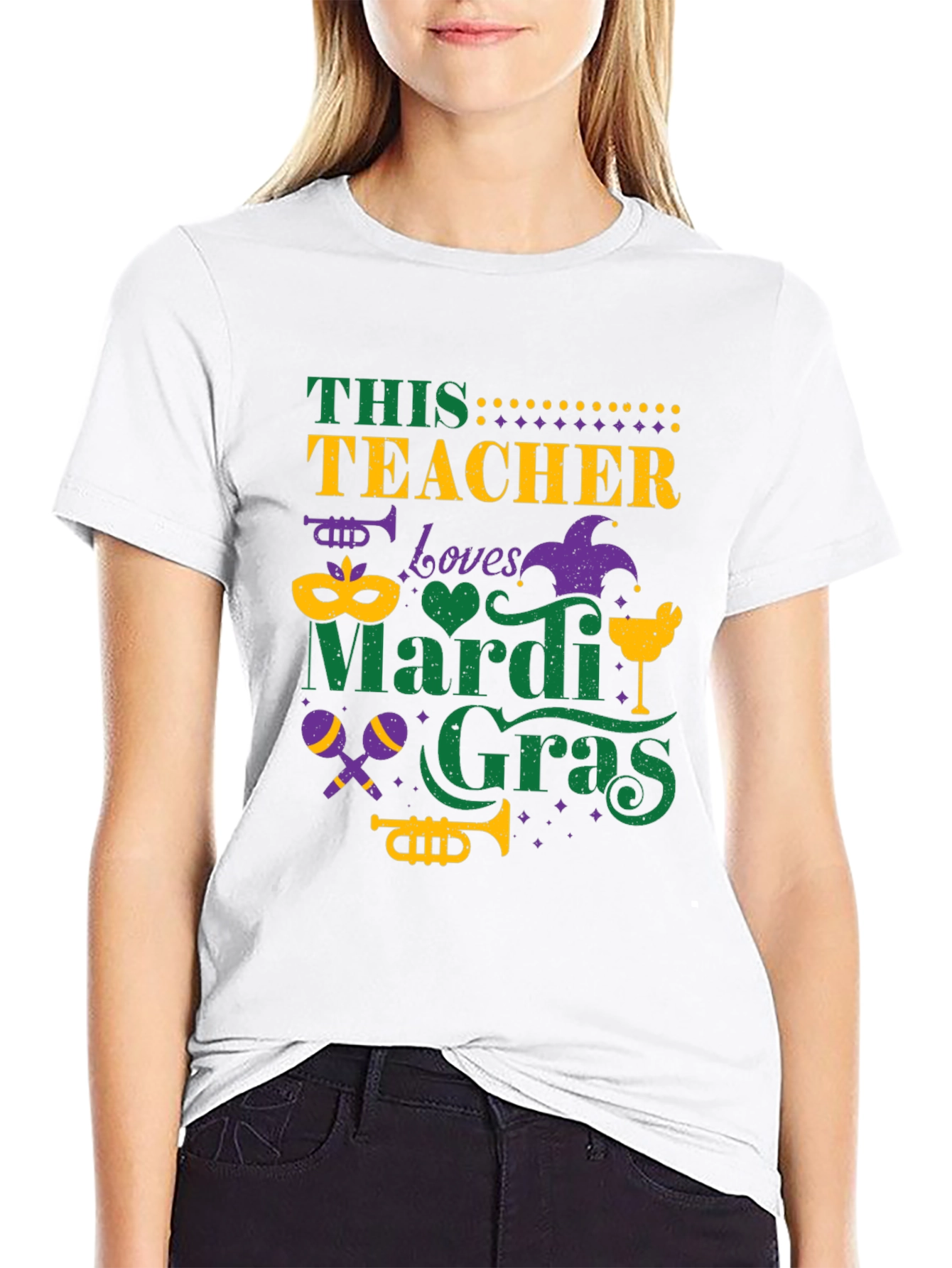 Mardi Gras Teacher T-Shirt:  Loves Mardi Gras
