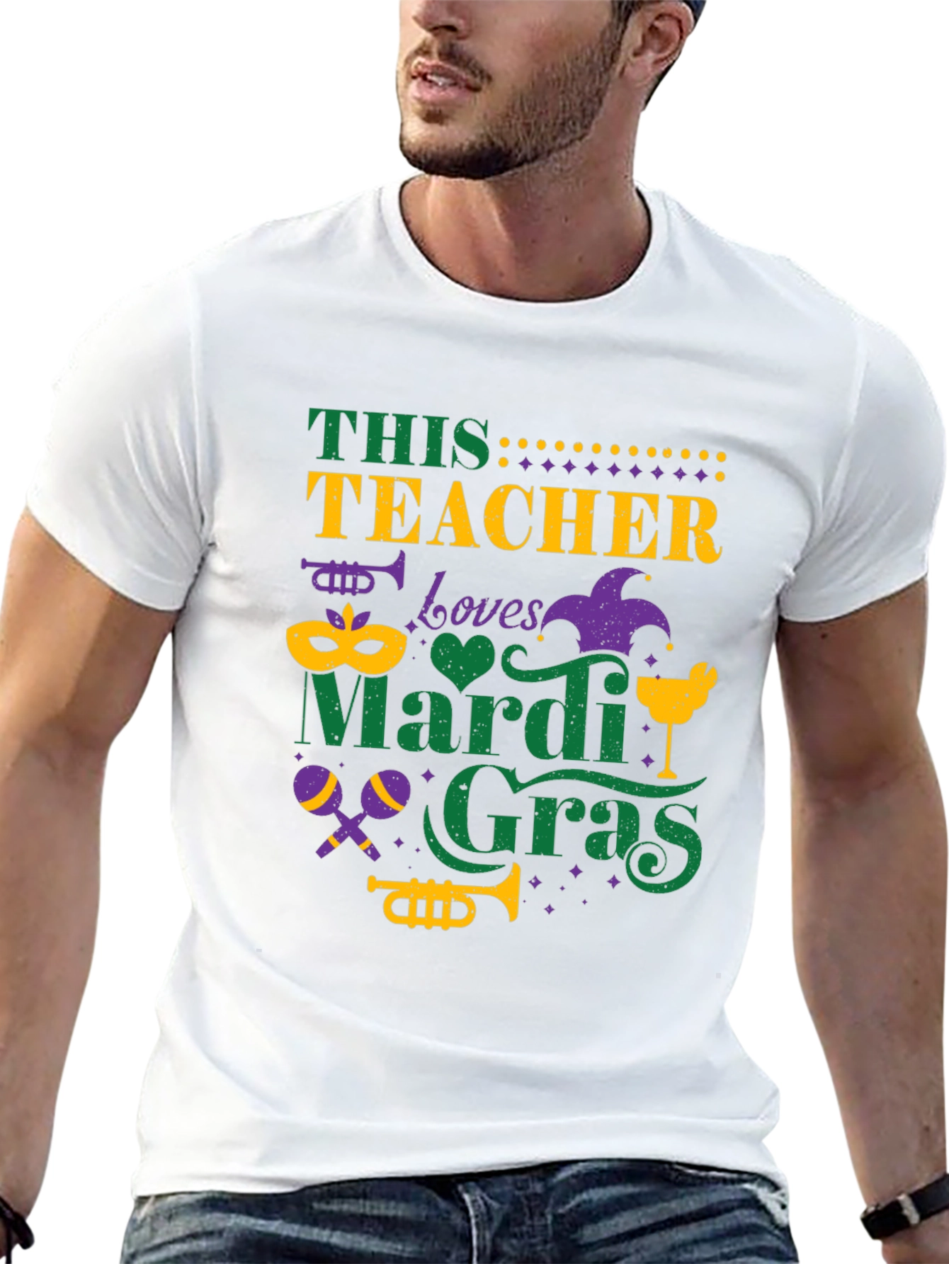 Mardi Gras Teacher T-Shirt:  Loves Mardi Gras