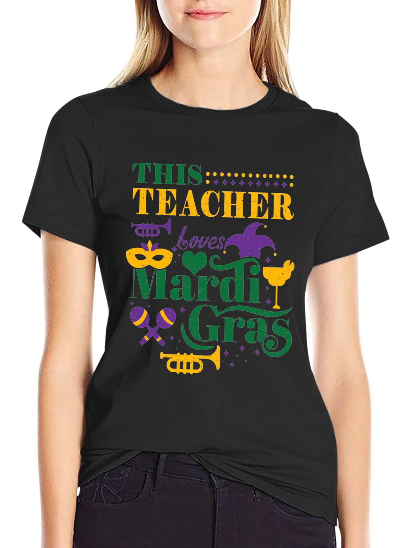 Mardi Gras Teacher T-Shirt:  Loves Mardi Gras