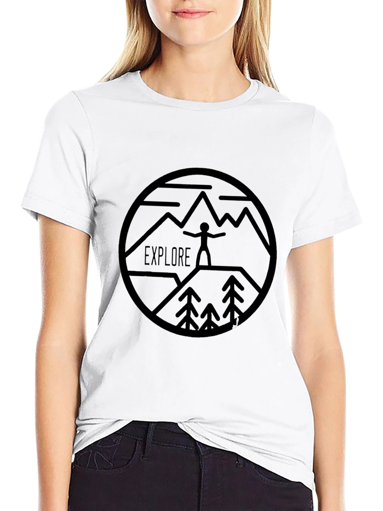 Explore Adventure Tee - Black Graphic Print Shirt