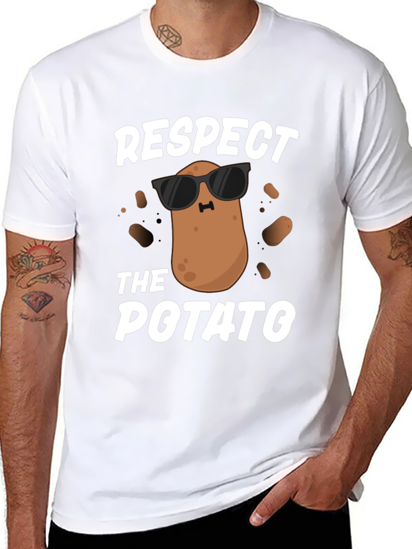 Respect the Potato Graphic T-Shirt Funny Food Tee