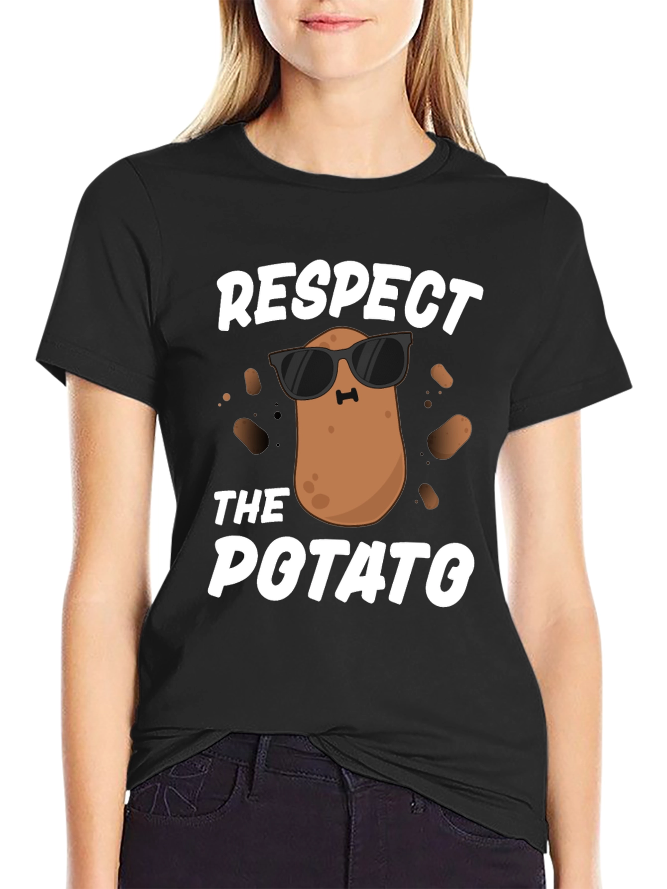 Respect the Potato Graphic T-Shirt Funny Food Tee