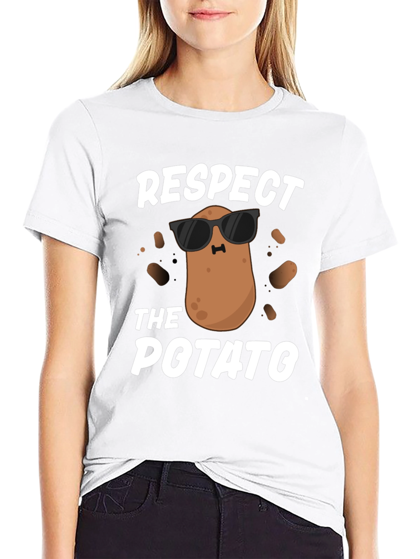 Respect the Potato Graphic T-Shirt Funny Food Tee
