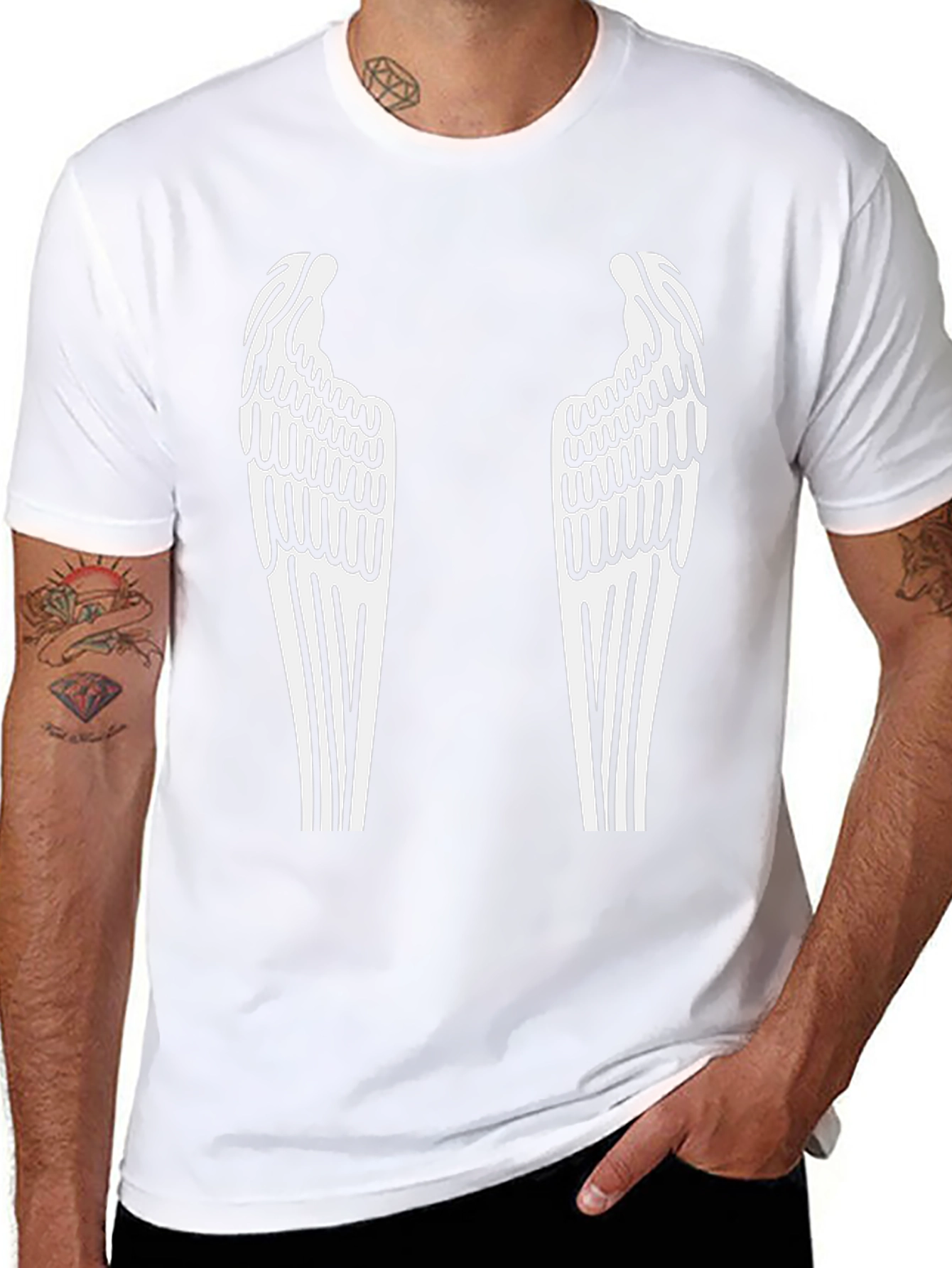 Angel Wings Graphic Tee - Black Cotton Blend