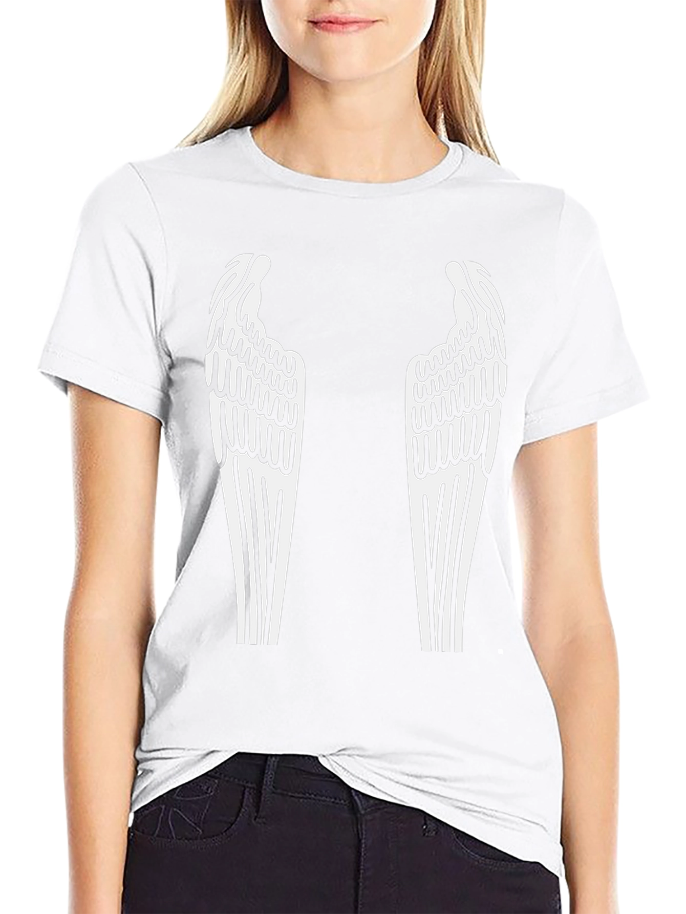Angel Wings Graphic Tee - Black Cotton Blend