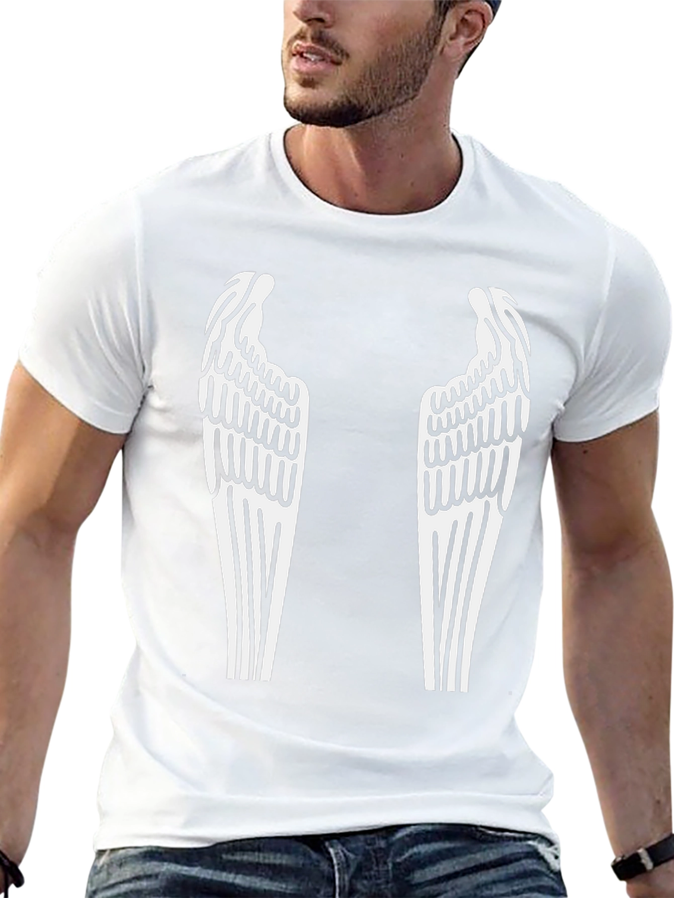 Angel Wings Graphic Tee - Black Cotton Blend