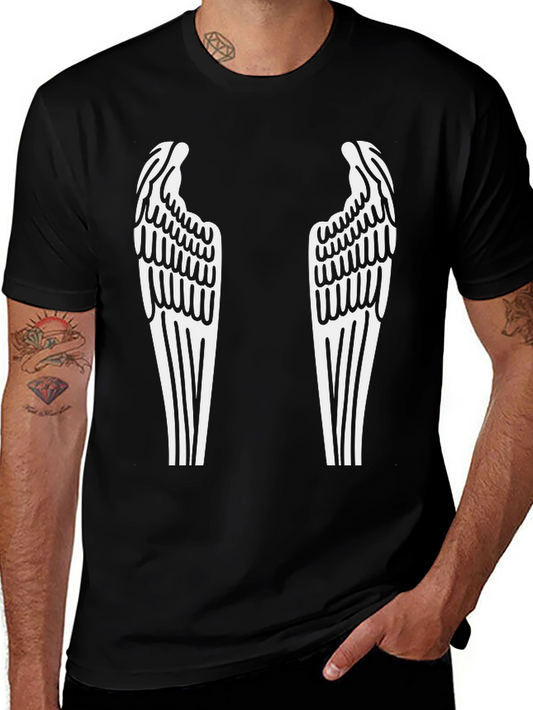 Angel Wings Graphic Tee - Black Cotton Blend
